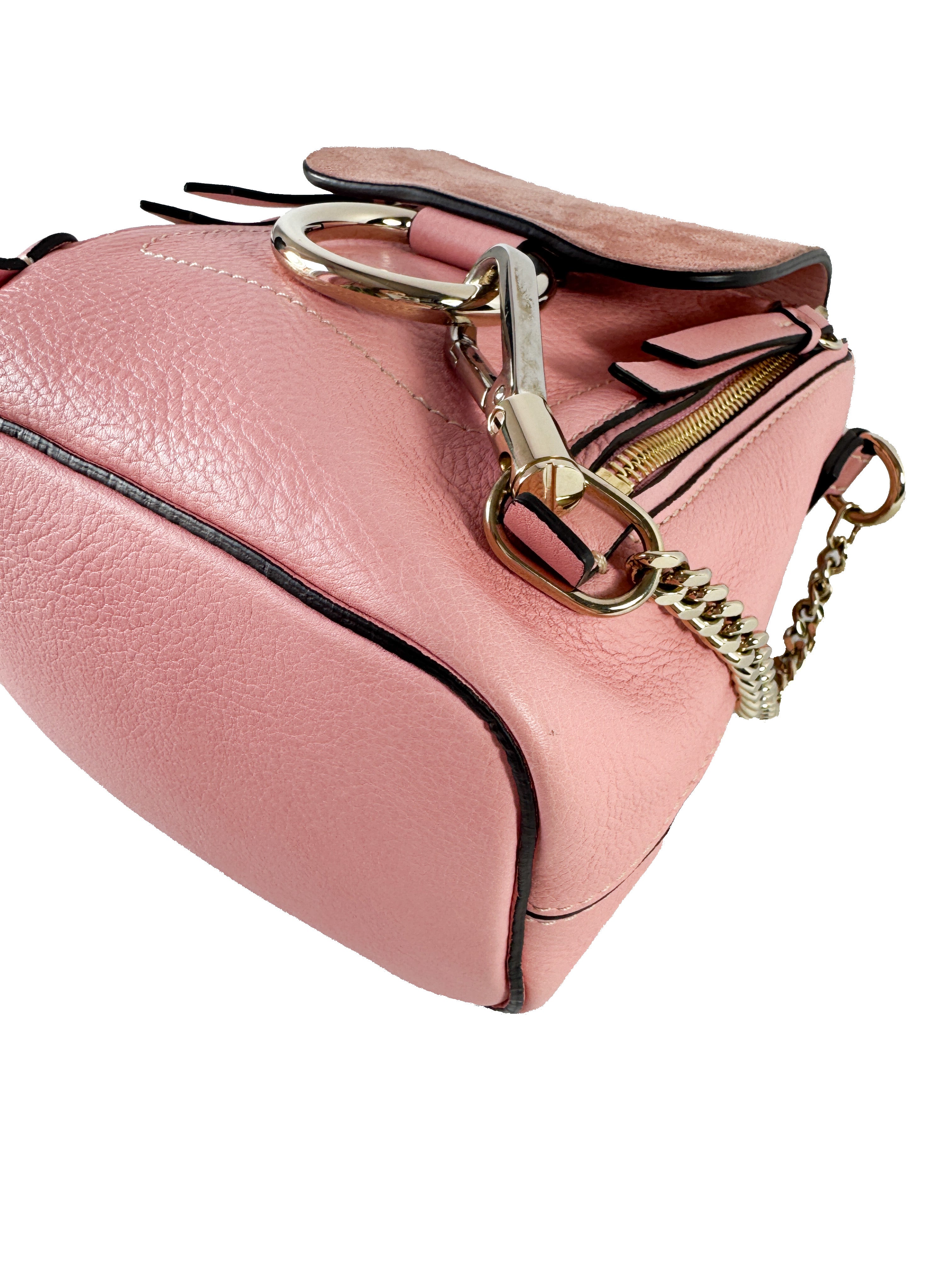 Chloé light pink leather & suede mini Faye backpack  041757652