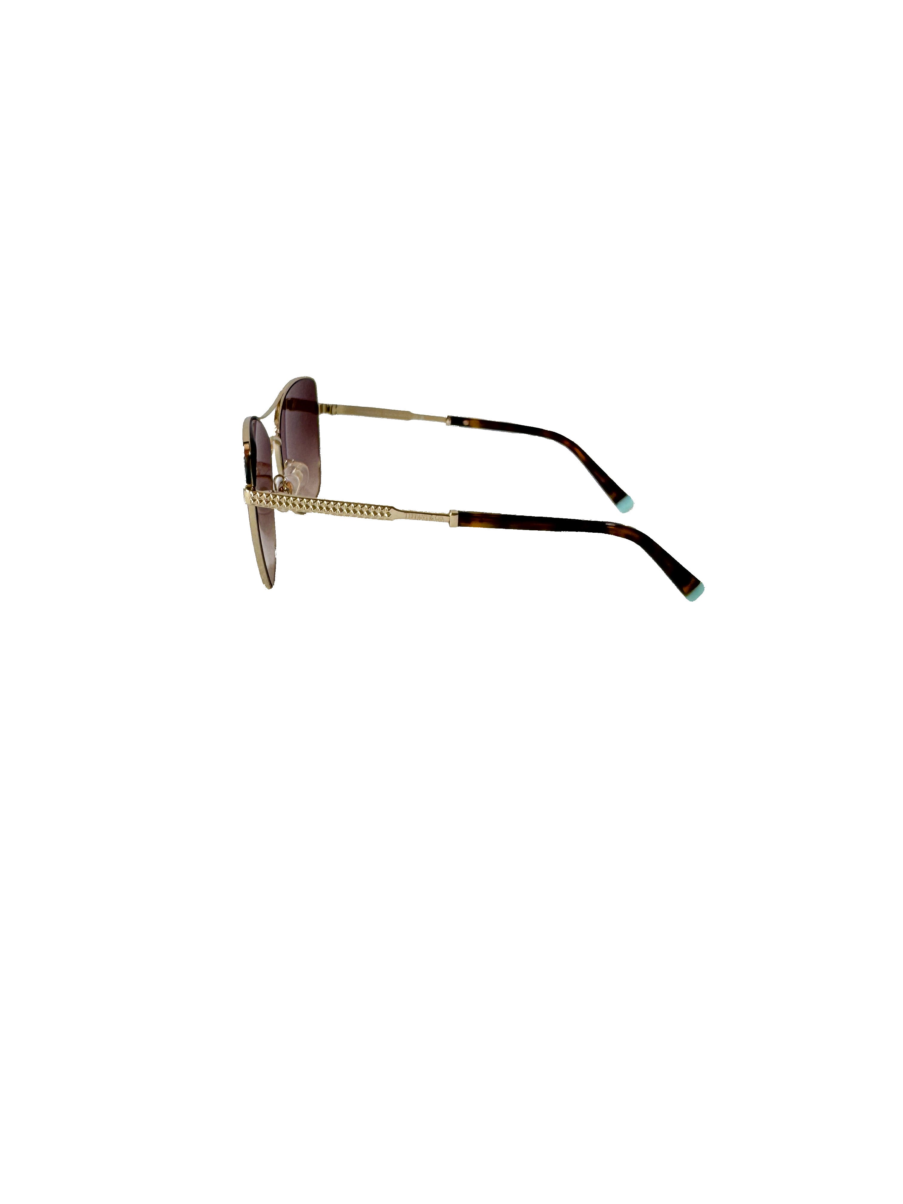 Tiffany & Co tortoise/gold metal frame sunglasses TF3084
