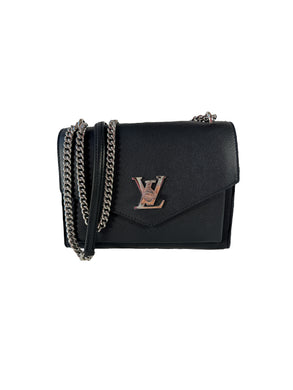 Louis Vuitton black leather mylockme chain BB calfskin bag  BE0221