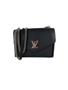 Louis Vuitton black leather mylockme chain BB calfskin bag  BE0221