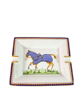 Hermès blue Cheval deco porcelain ashtray