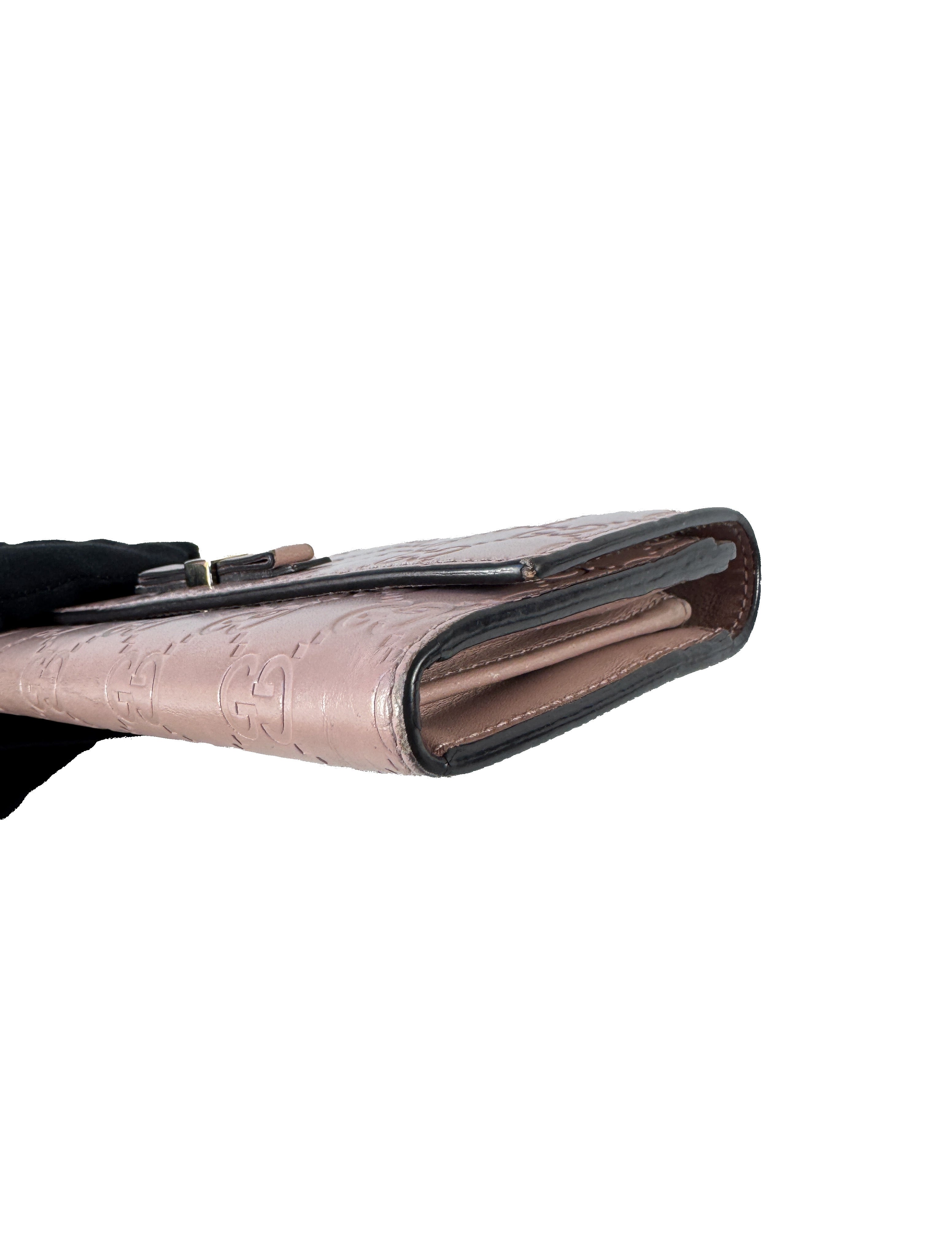 Gucci light pink Guccissima leather wallet 388679-2067