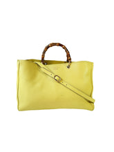 Gucci chartreuse leather Bamboo handle shopper  323658 525040