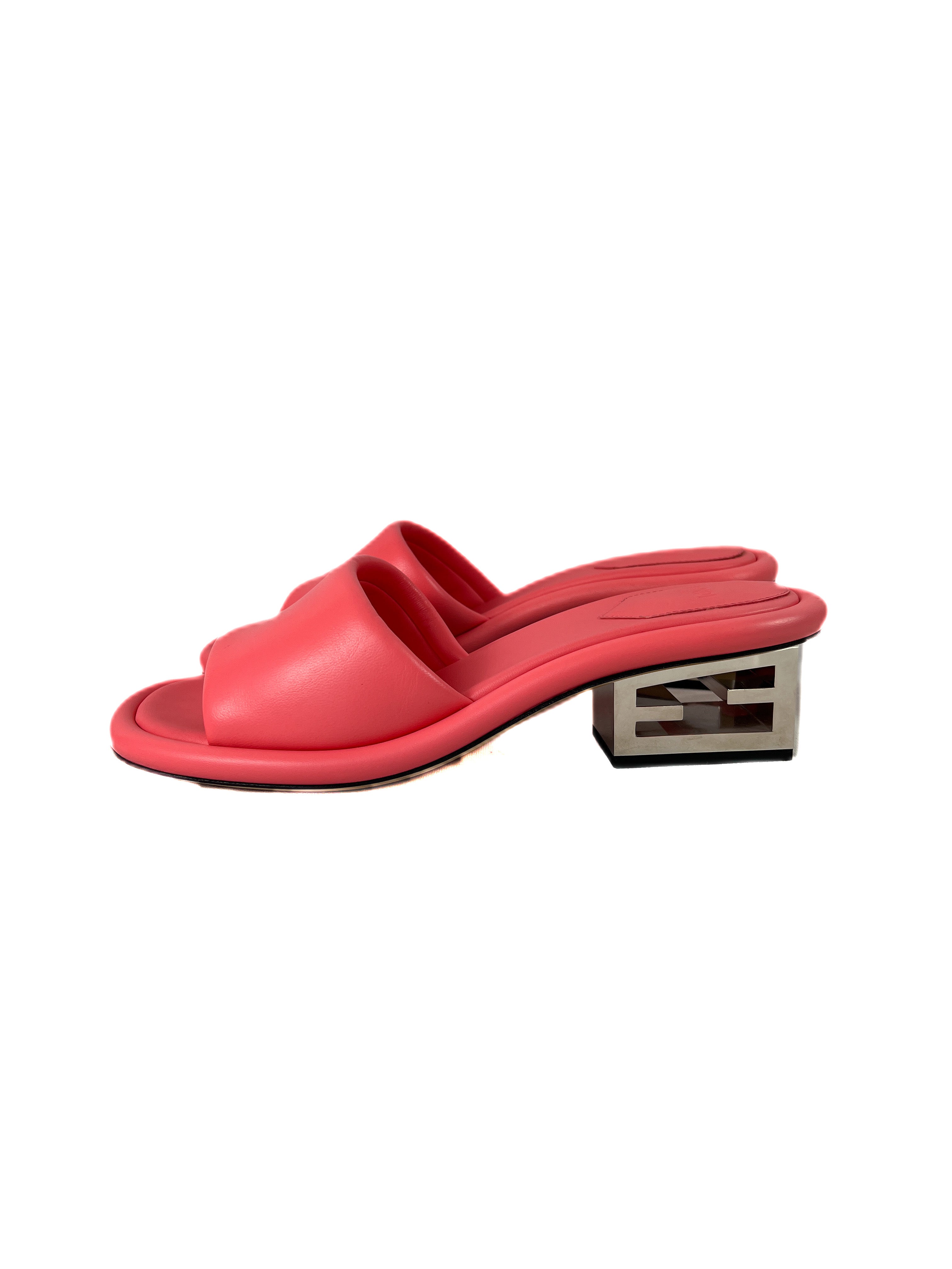 Fendi nappa pink leather 60mm slides size 39 NEW BOX retail $995