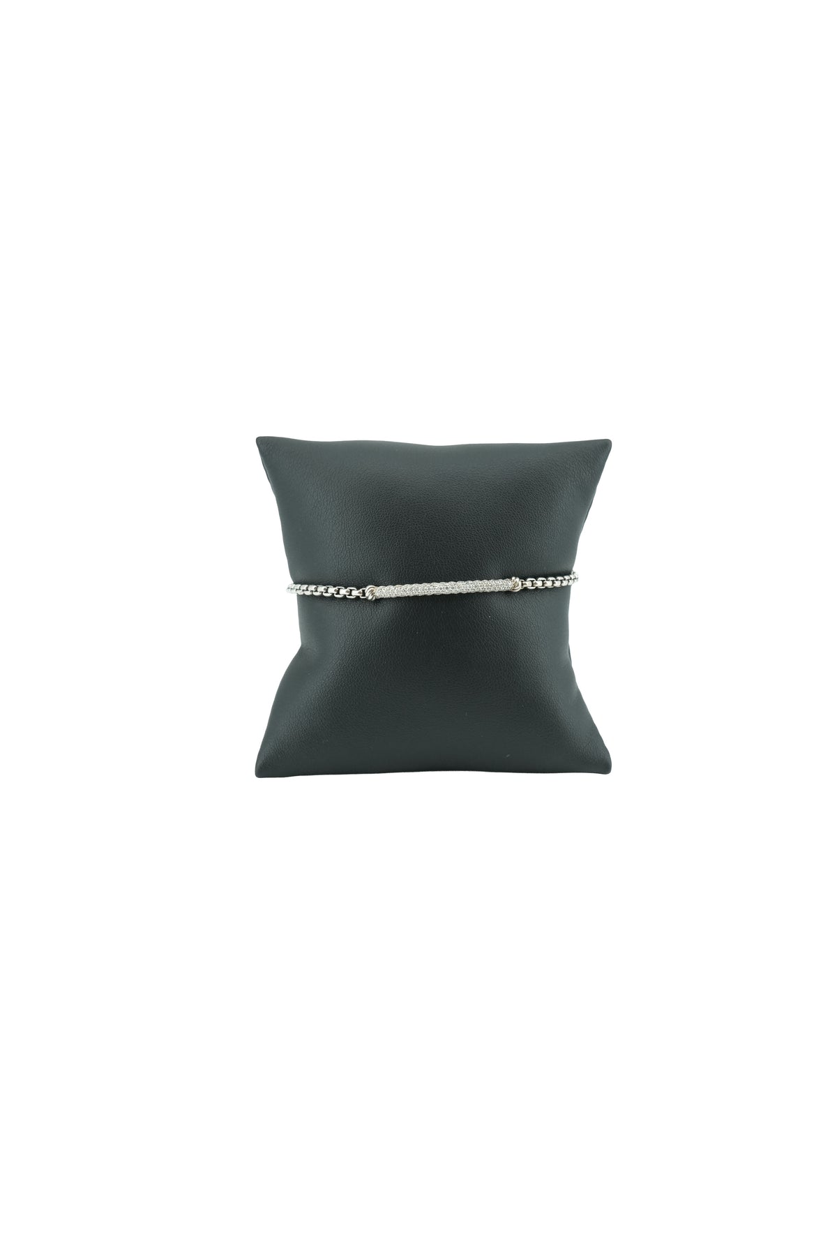 David Yurman sterling silver diamond Petite Metro bar box link bracelet