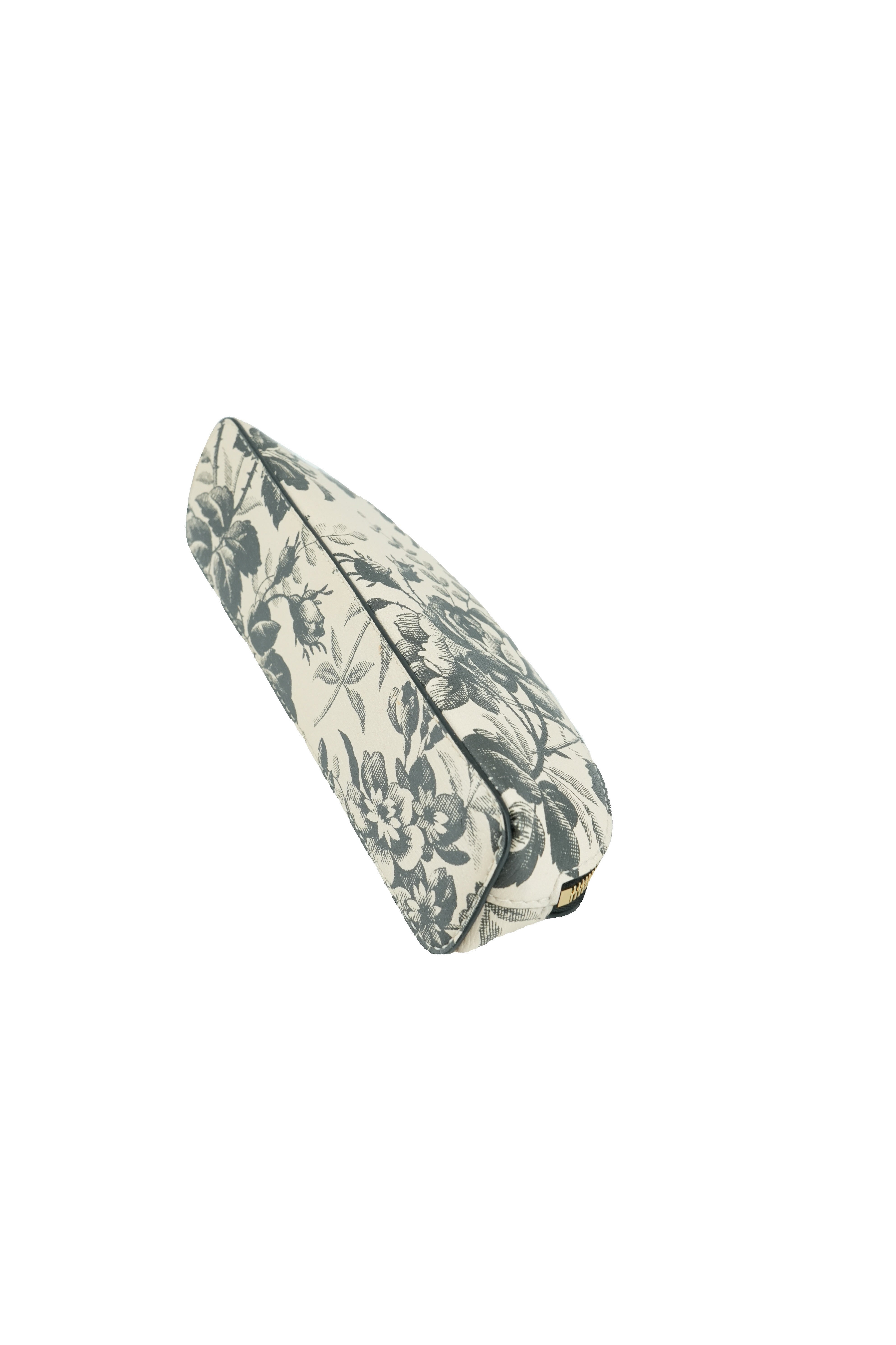 Gucci cream black floral zip pouch 662130 534563