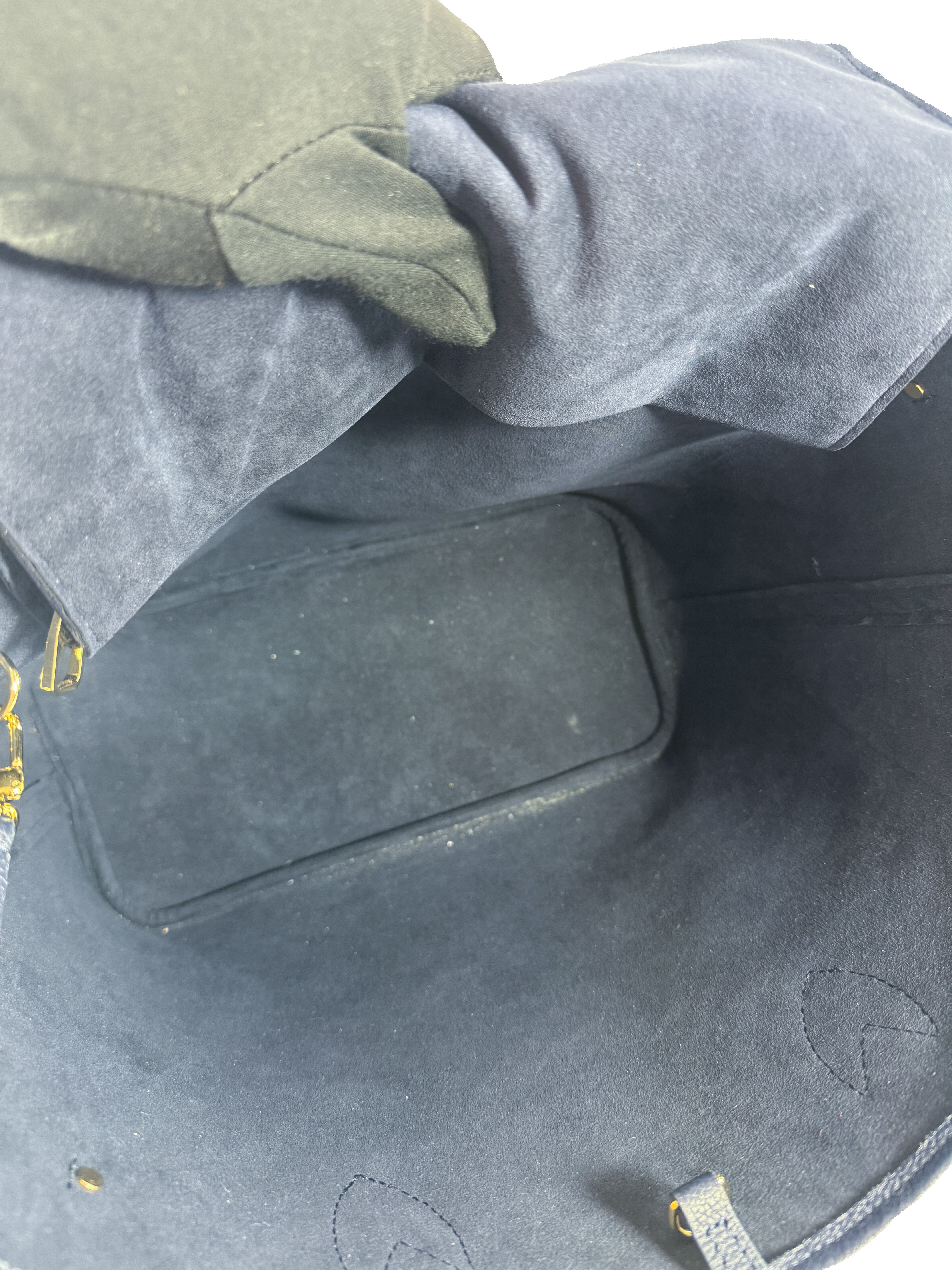 Louis Vuitton navy giant monogram empreinte Neverfull MM (NFC)