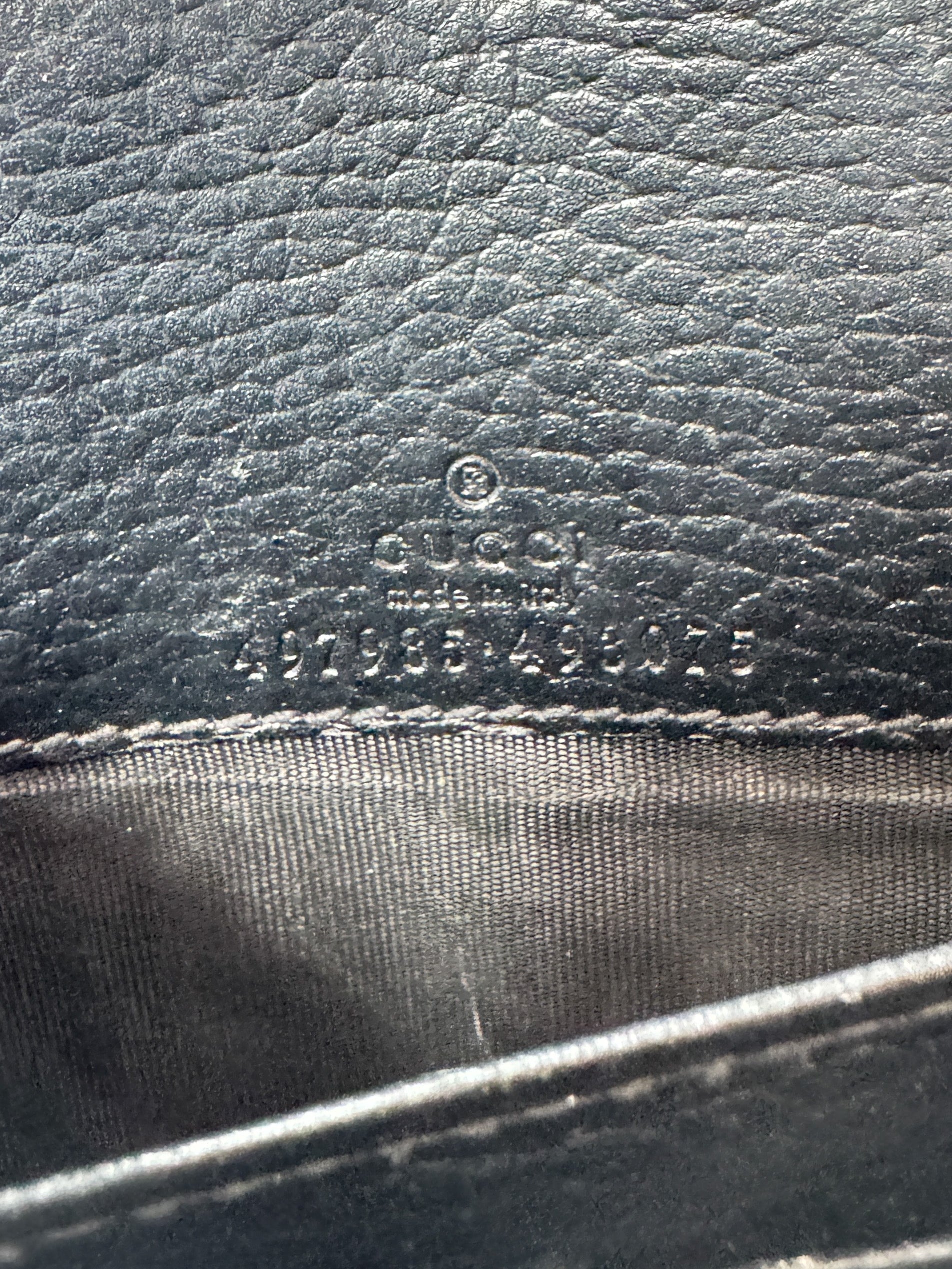 Gucci GG black Marmont leather wallet on a chain 497985-493075