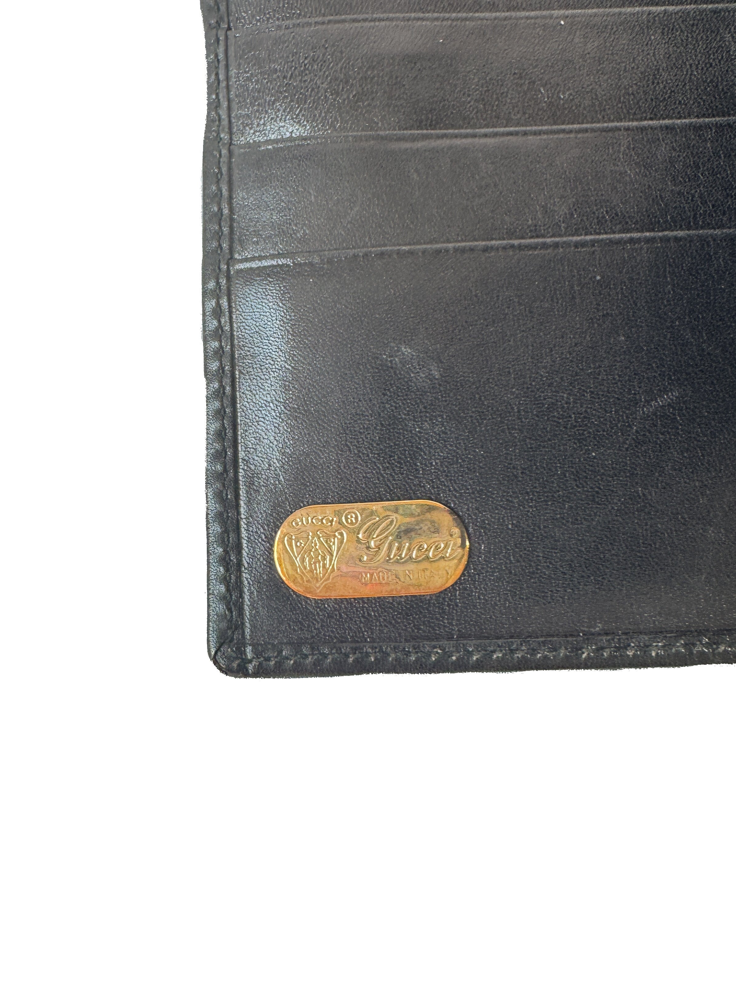 Gucci black sherry line vintage leather wallet 035-904-0161