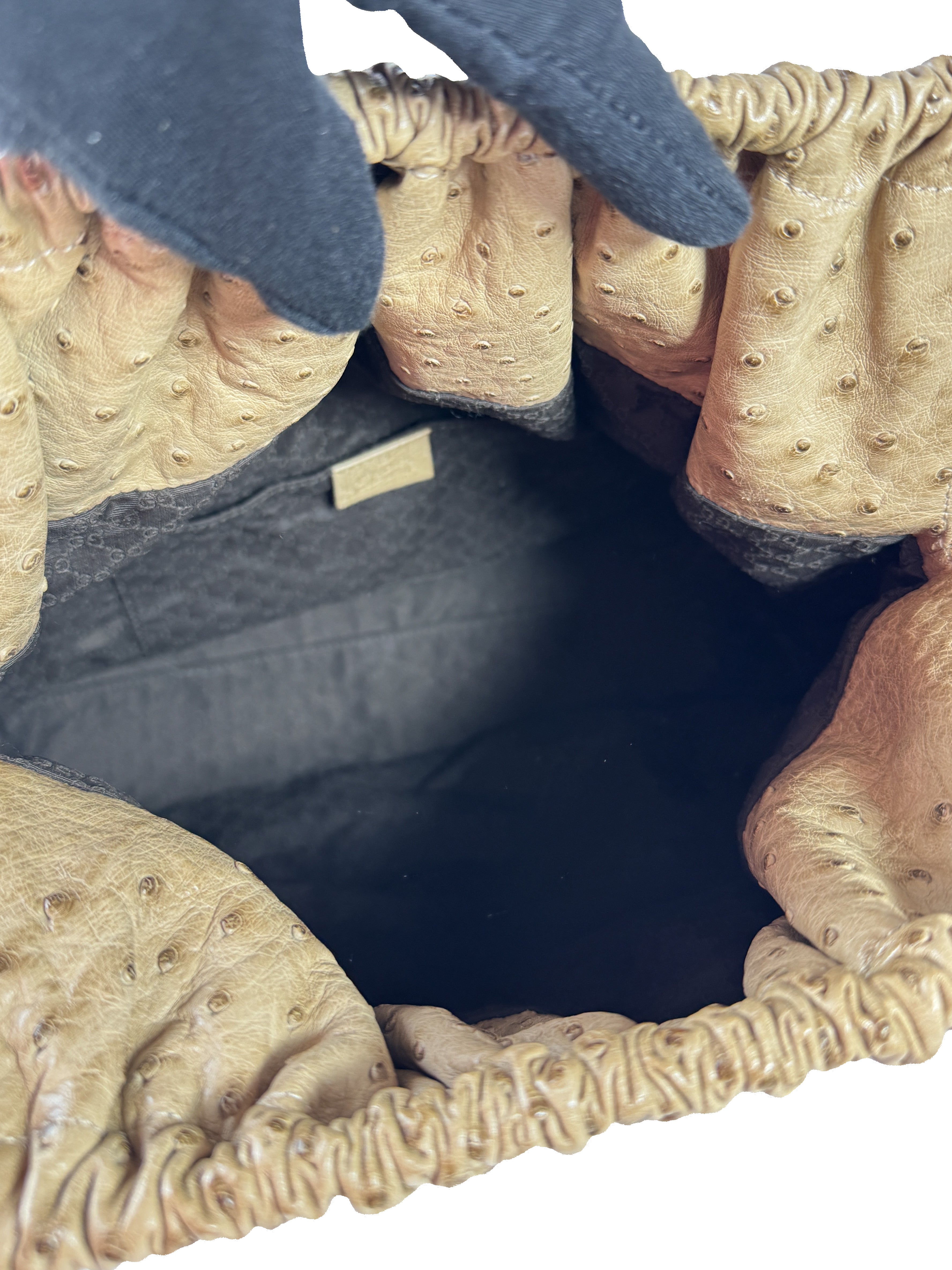 Gucci beige bamboo handle Ostrich vintage bag 204990