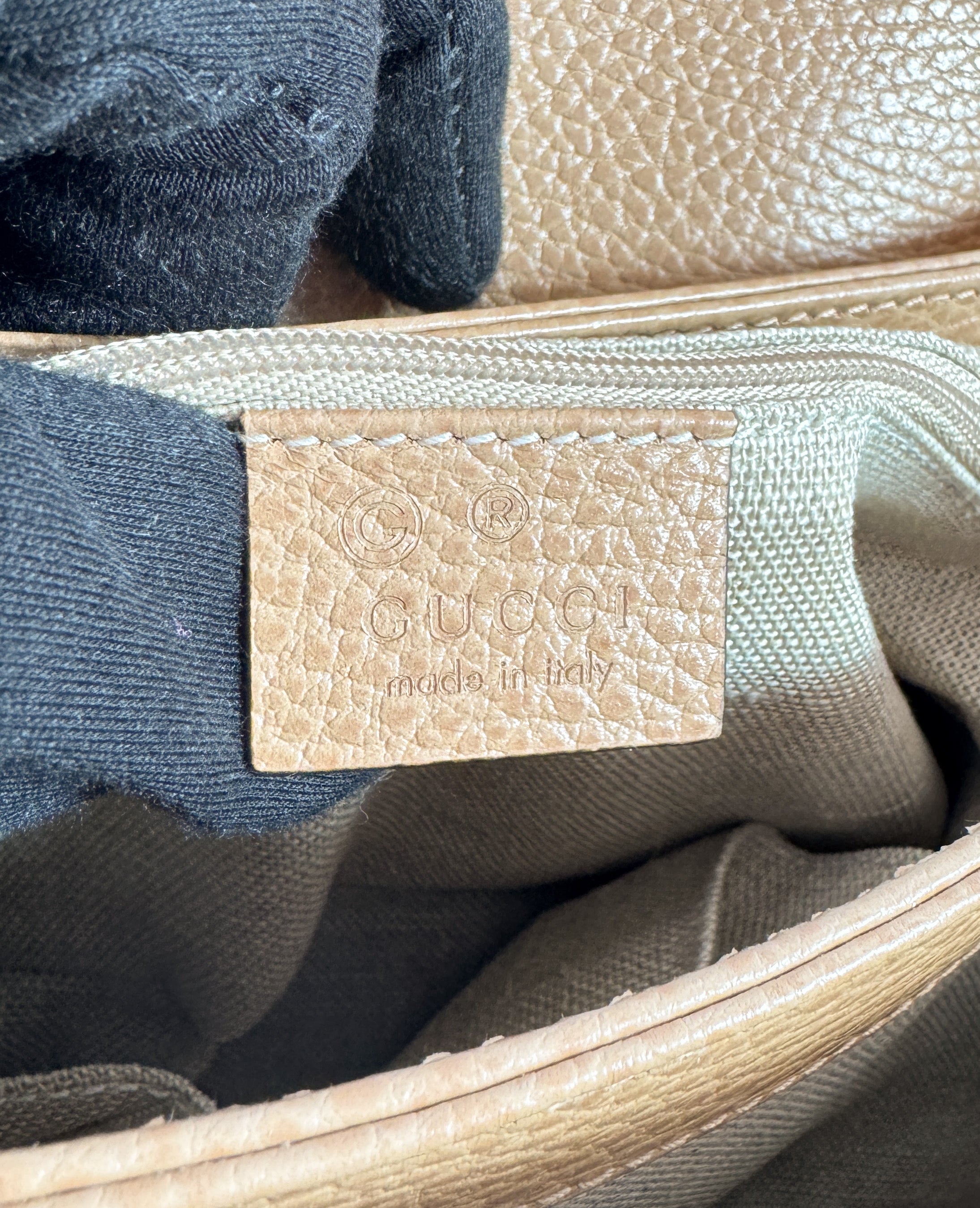 Gucci beige Dollar calfskin interlocking G top handle bag 193075