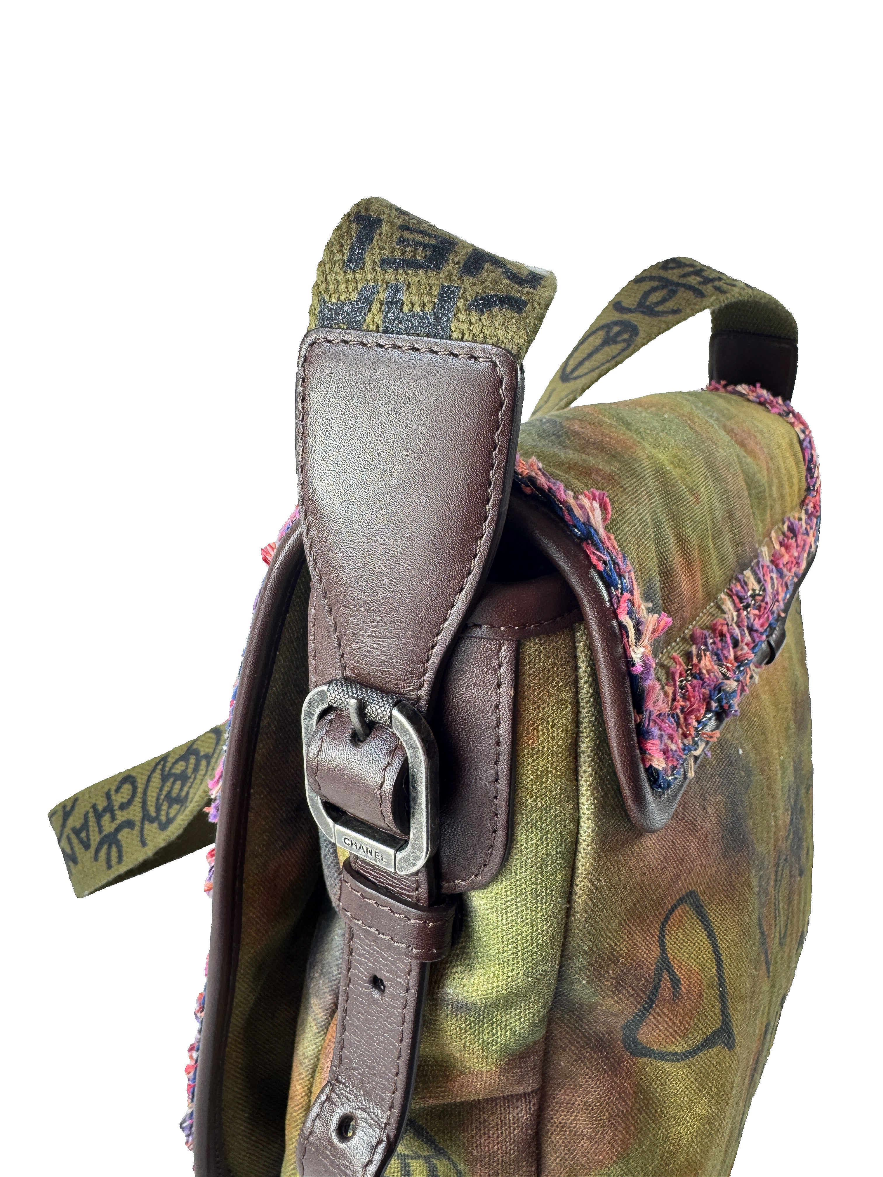 Chanel Washed Toile Graffiti On The Pavements Messenger Khaki Multicolor