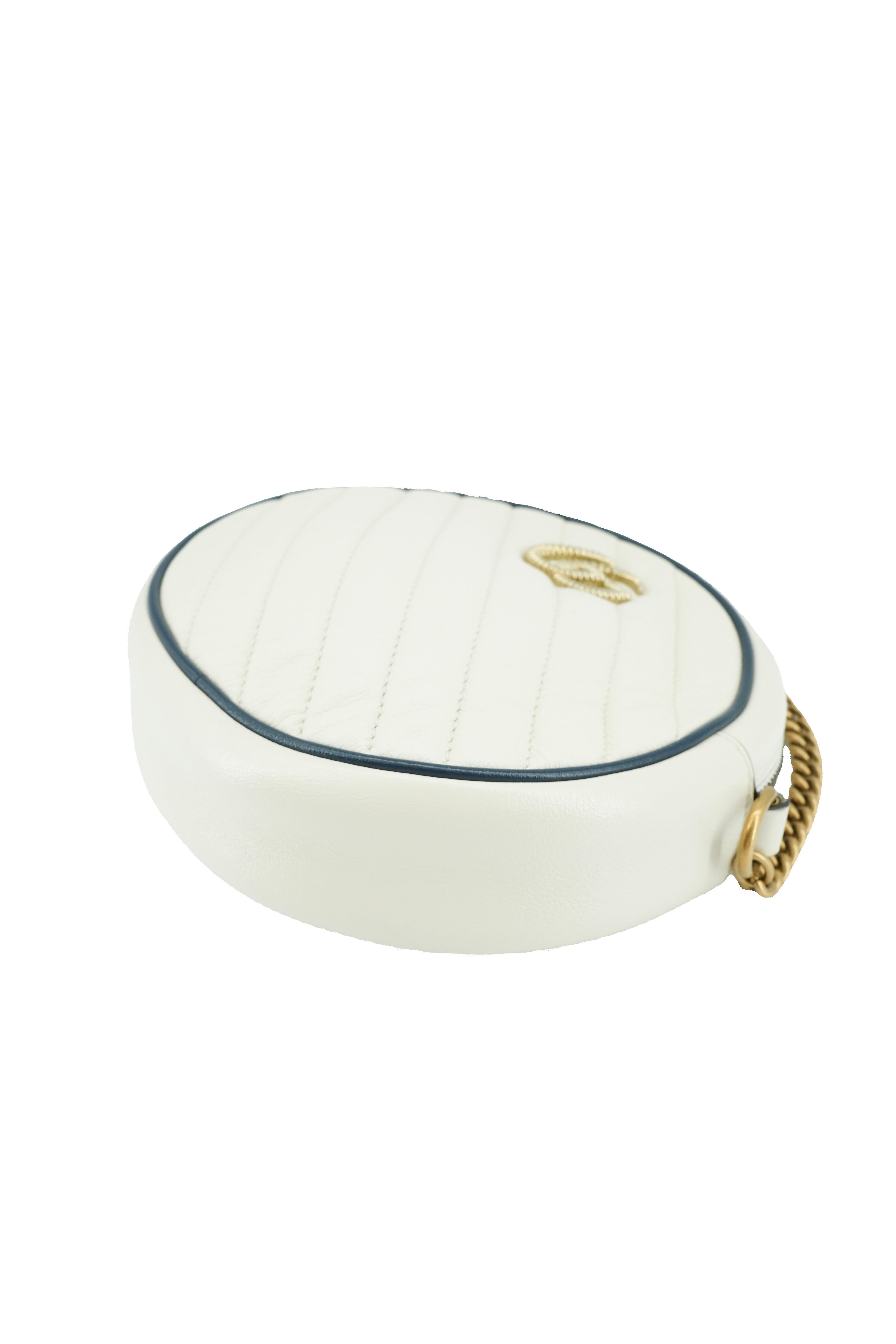 Gucci off white GG quilted Marmont round crossbody 550154 493075