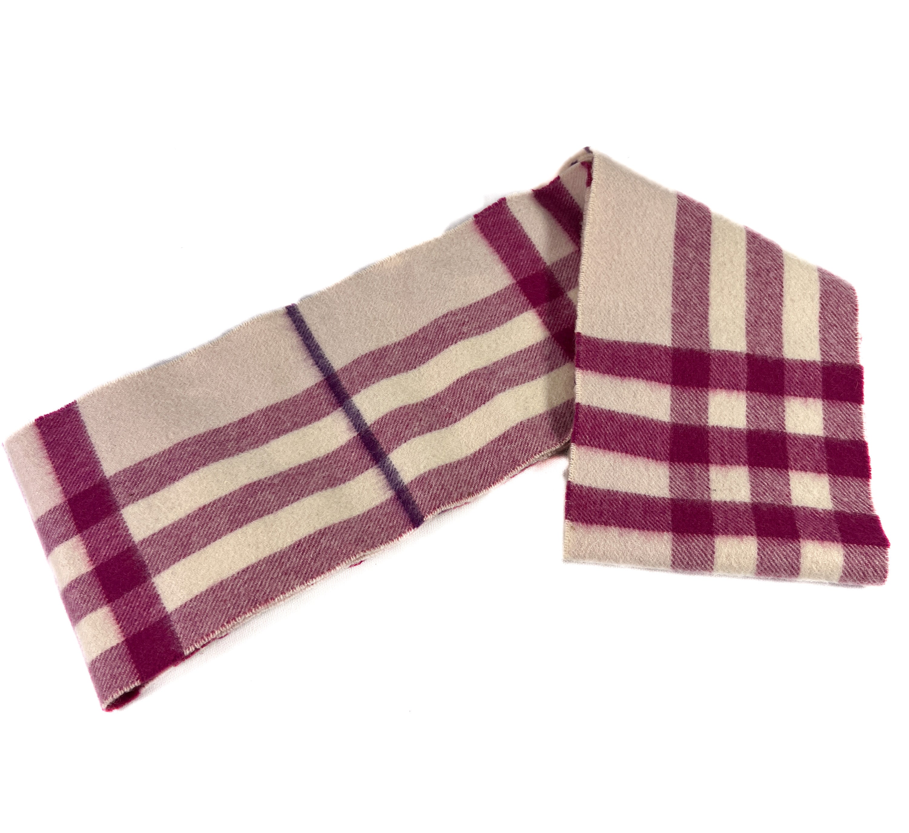 Burberry cream and magenta cashmere scarf