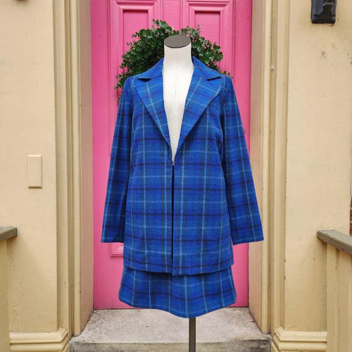 Tyler Boe blue plaid skirt suit size M/10 NWT retail $400+