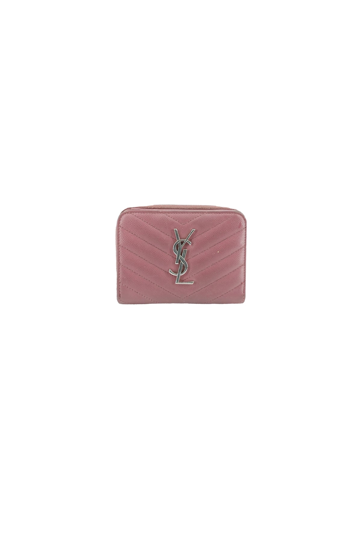 Saint Laurent pink quilted Cassandre compact wallet 0617