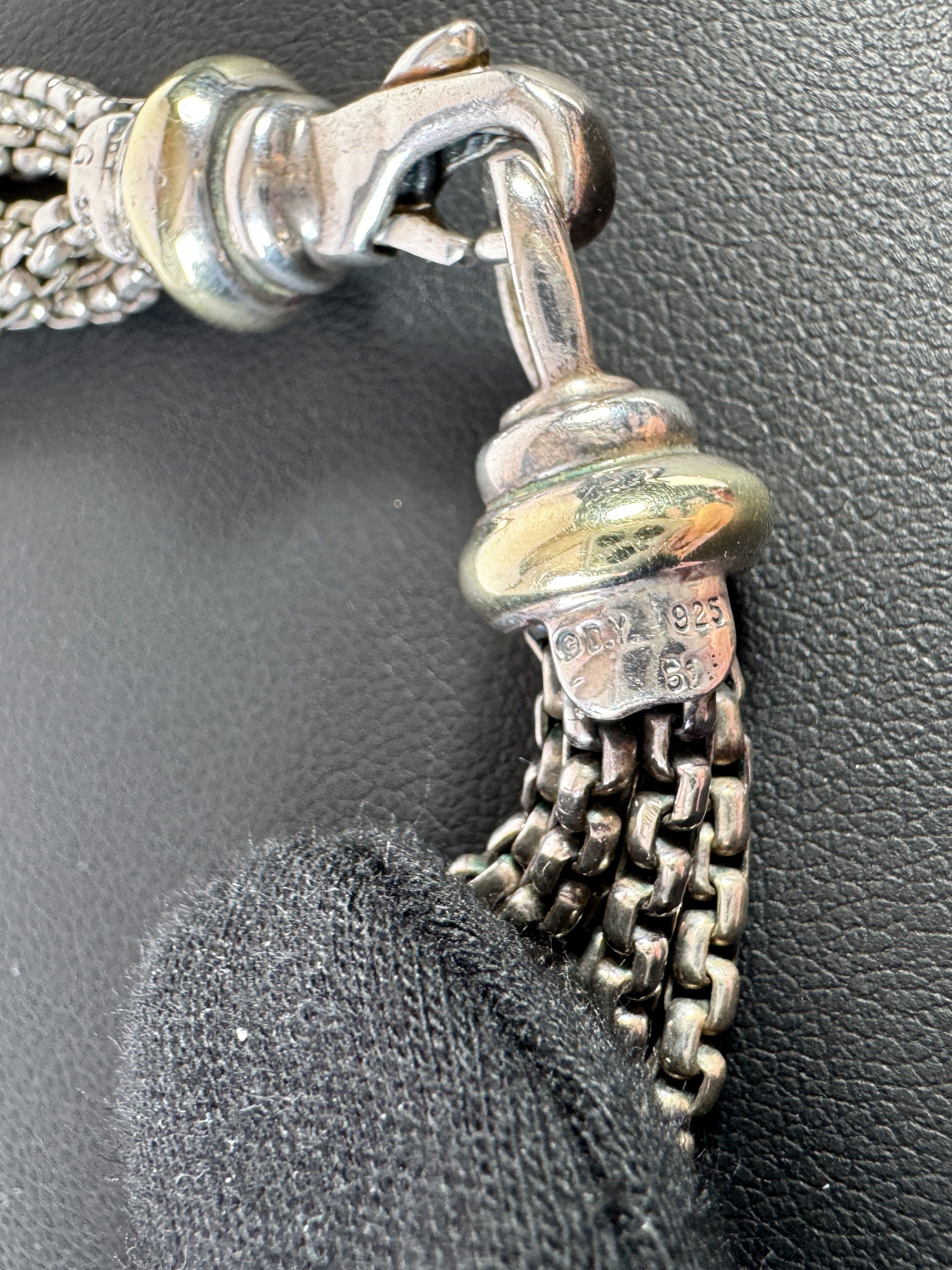 David Yurman sterling silver, 14K gold, Chalcedony & diamond pendant necklace