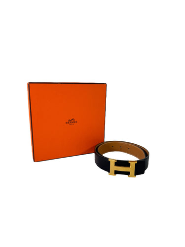 Hermès constance black/brown leather belt