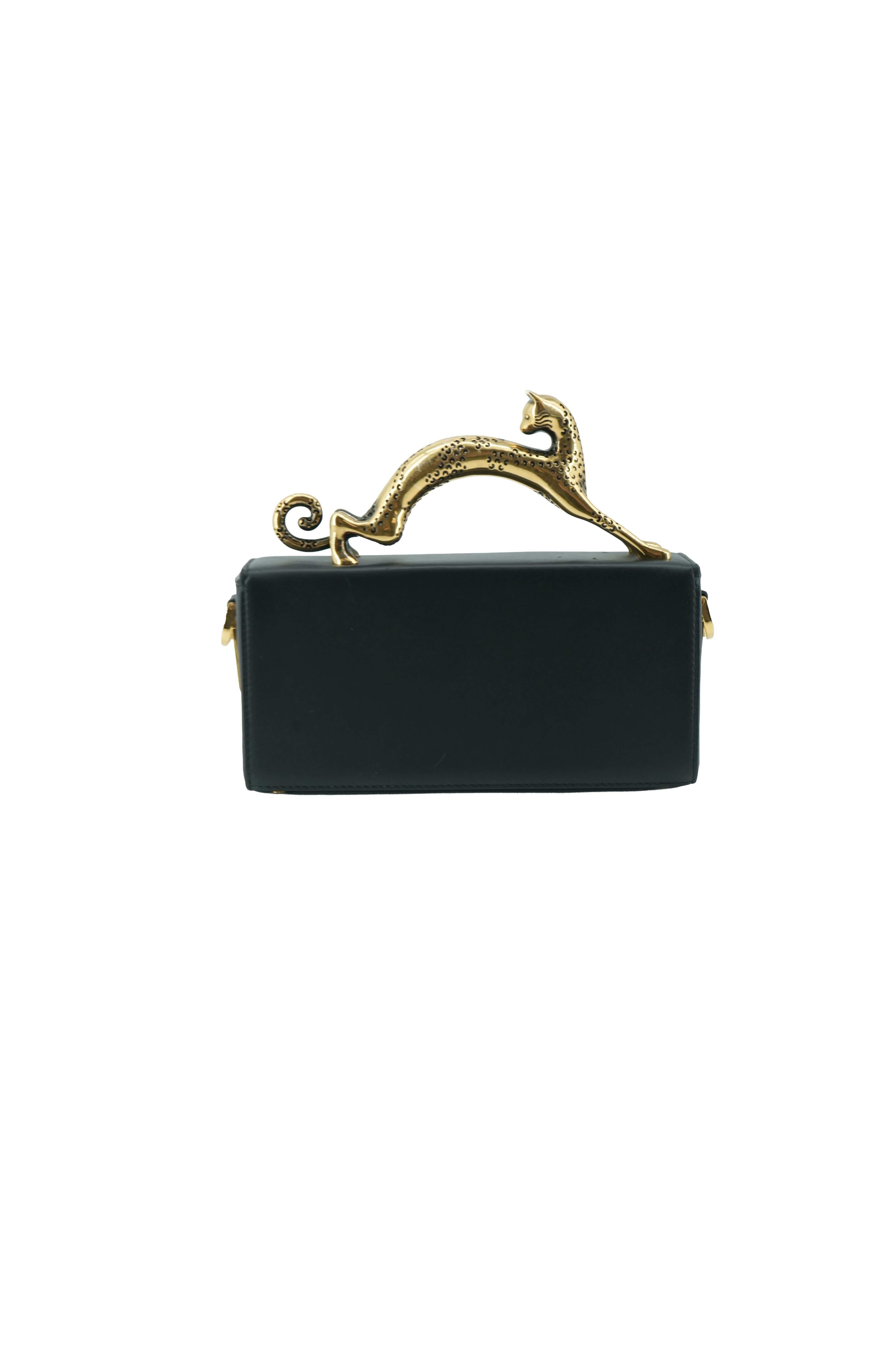 Lanvin black calf leather Pencil Cat Nano bag