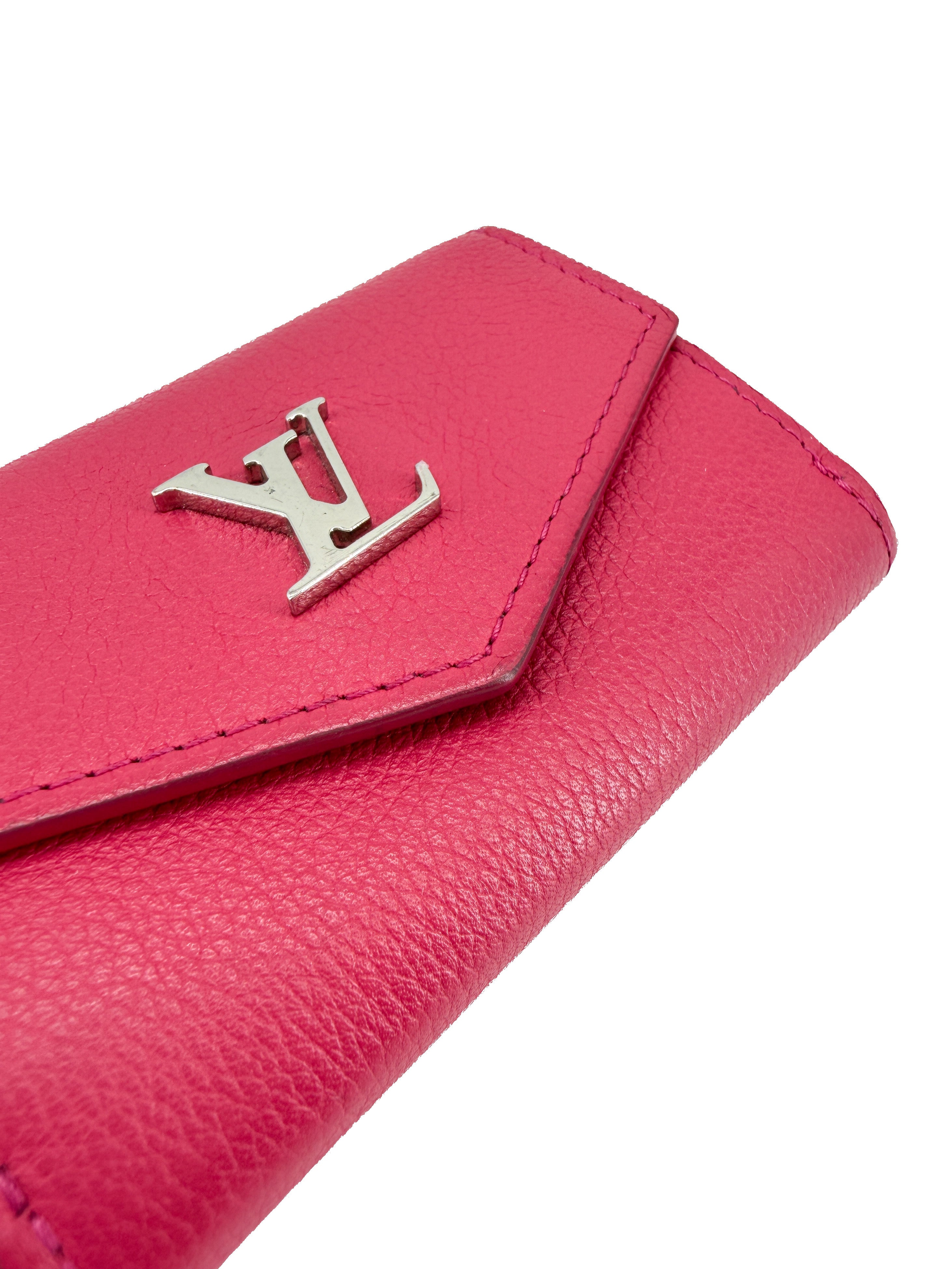 Louis Vuitton pink leather lockmini wallet UB3110