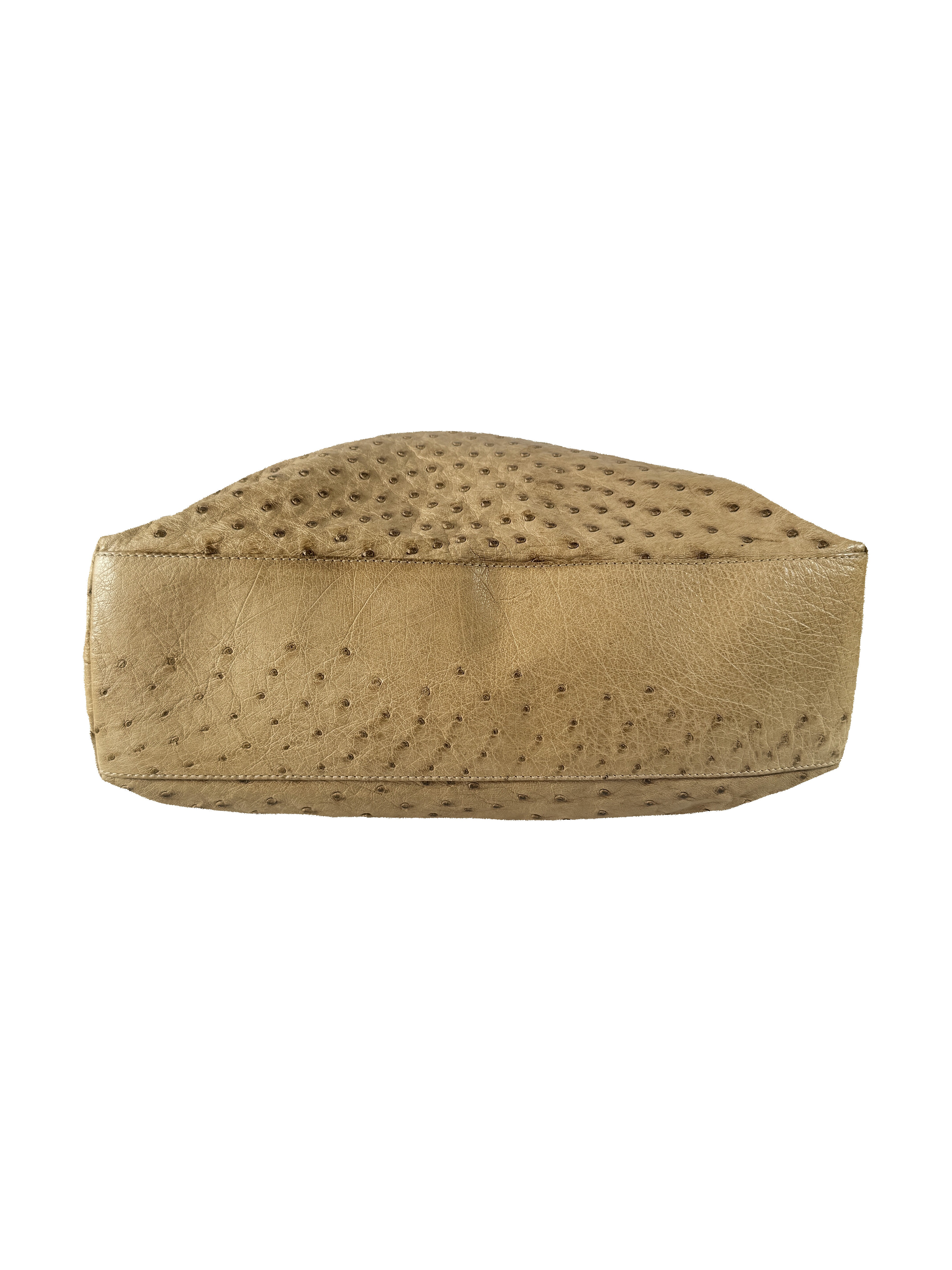 Gucci beige bamboo handle Ostrich vintage bag 204990