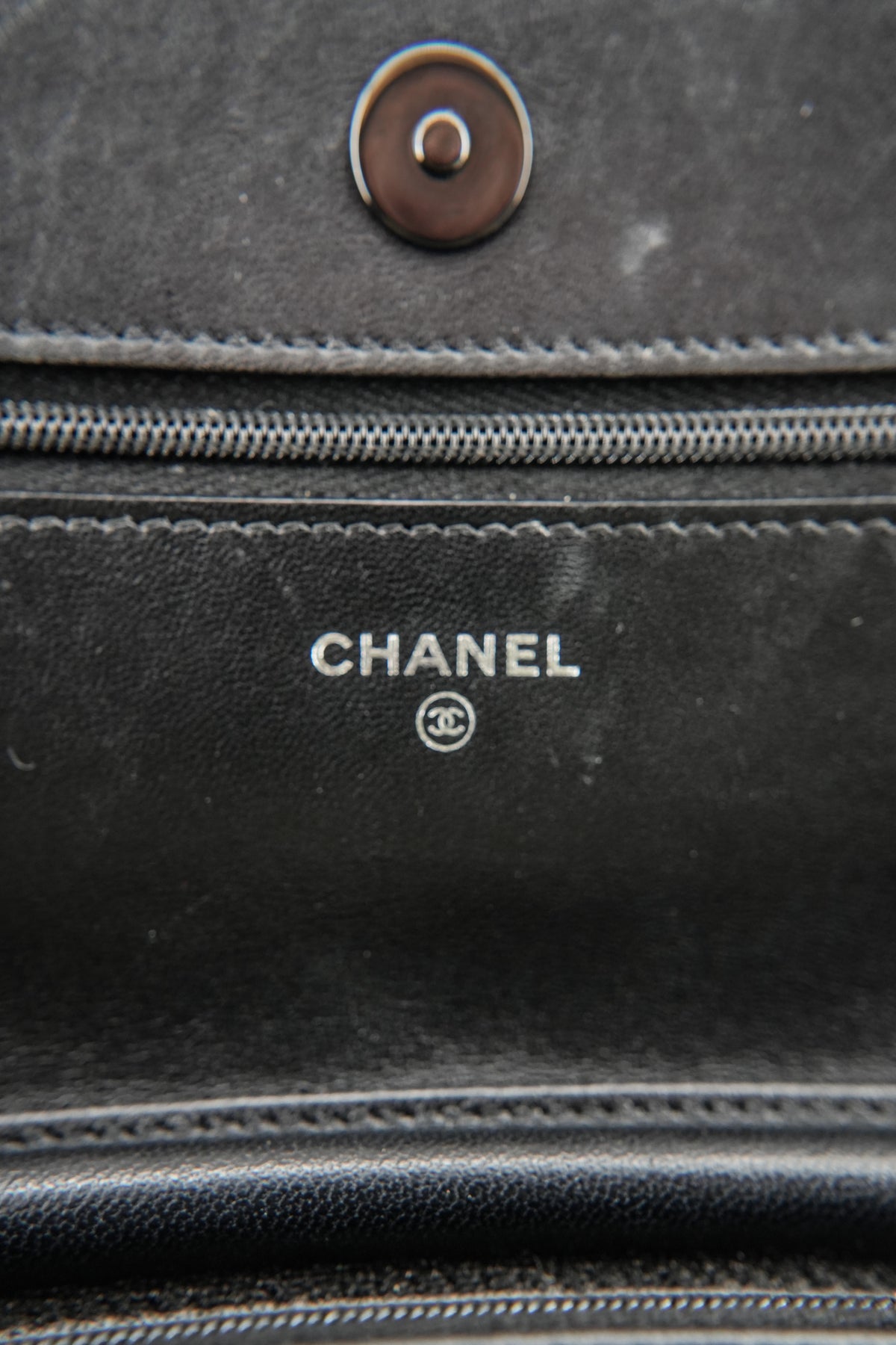 Chanel black quilted So Black classic wallet on chain KN15TKNK
