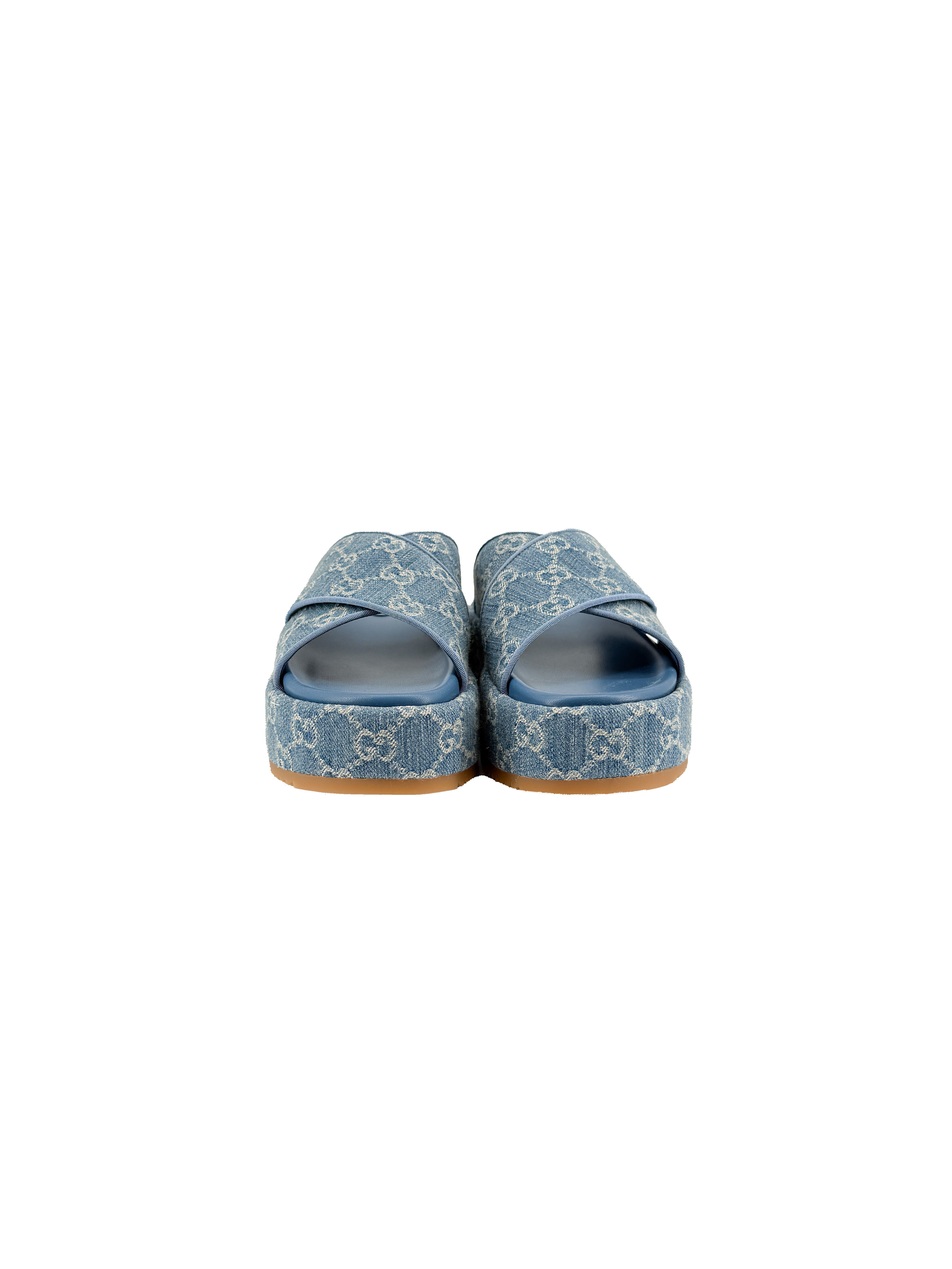 Gucci Angelina GG denim platform sandals size 37 NEW BOX