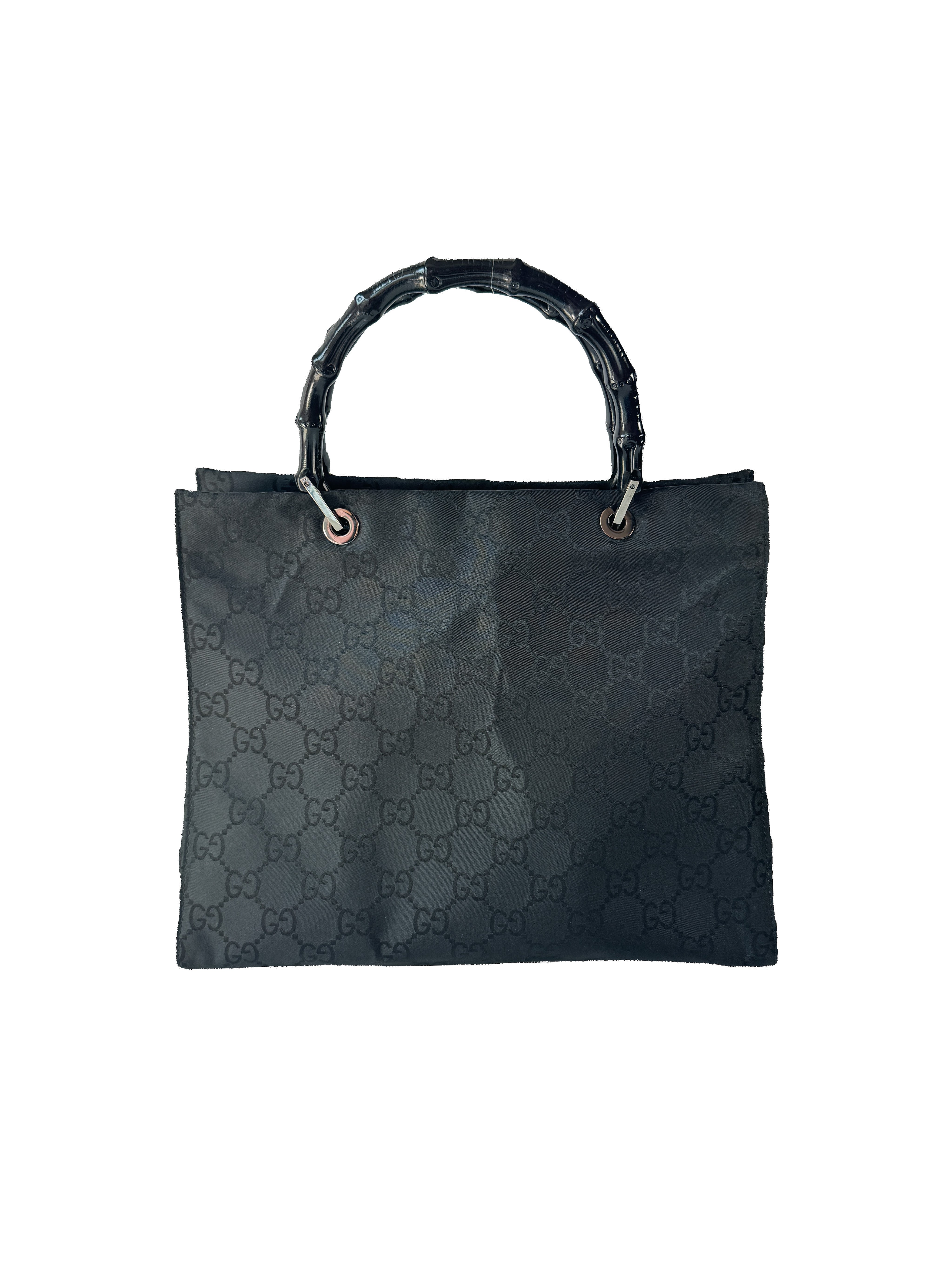 Gucci black GG bamboo handle tote 002.1010002122