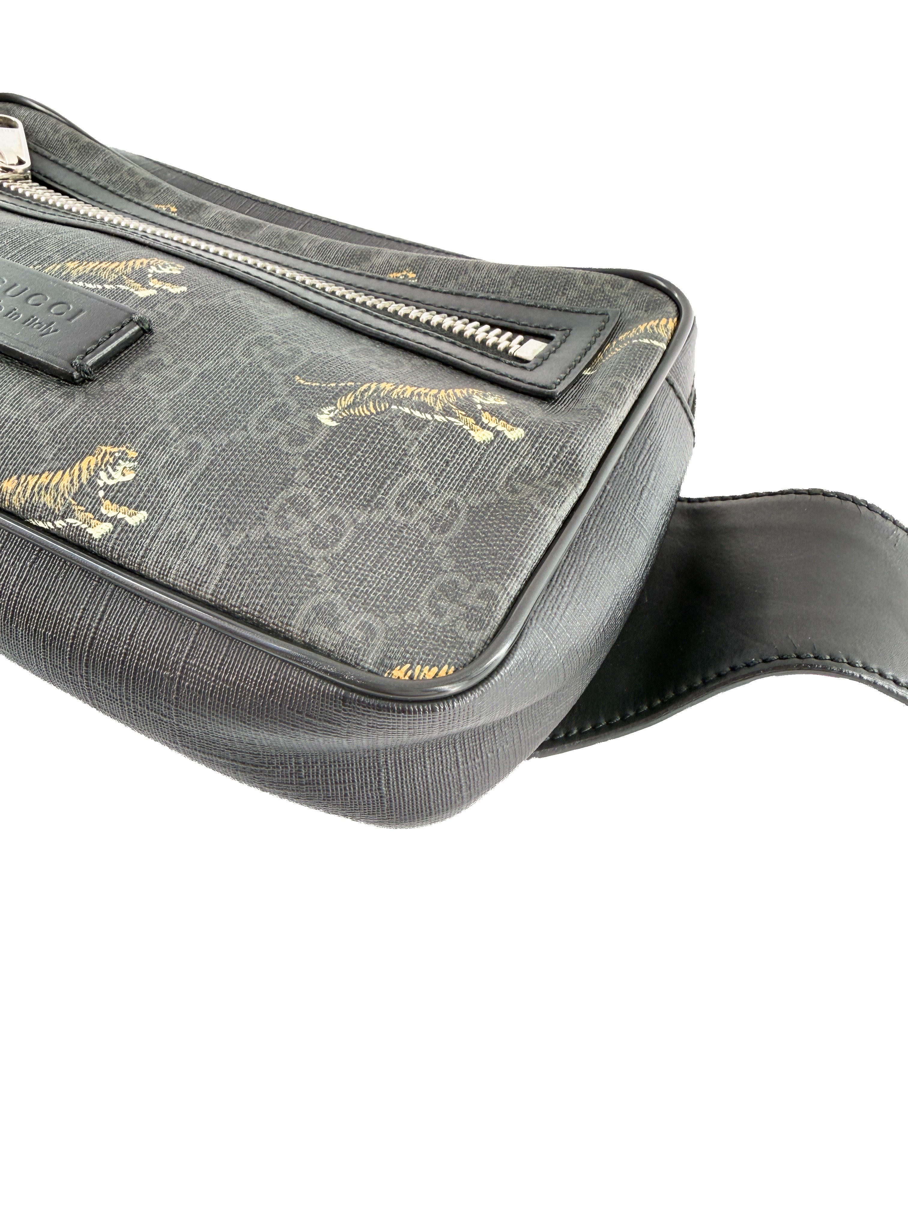Gucci black GG supreme Tiger belt bag 474293 520931