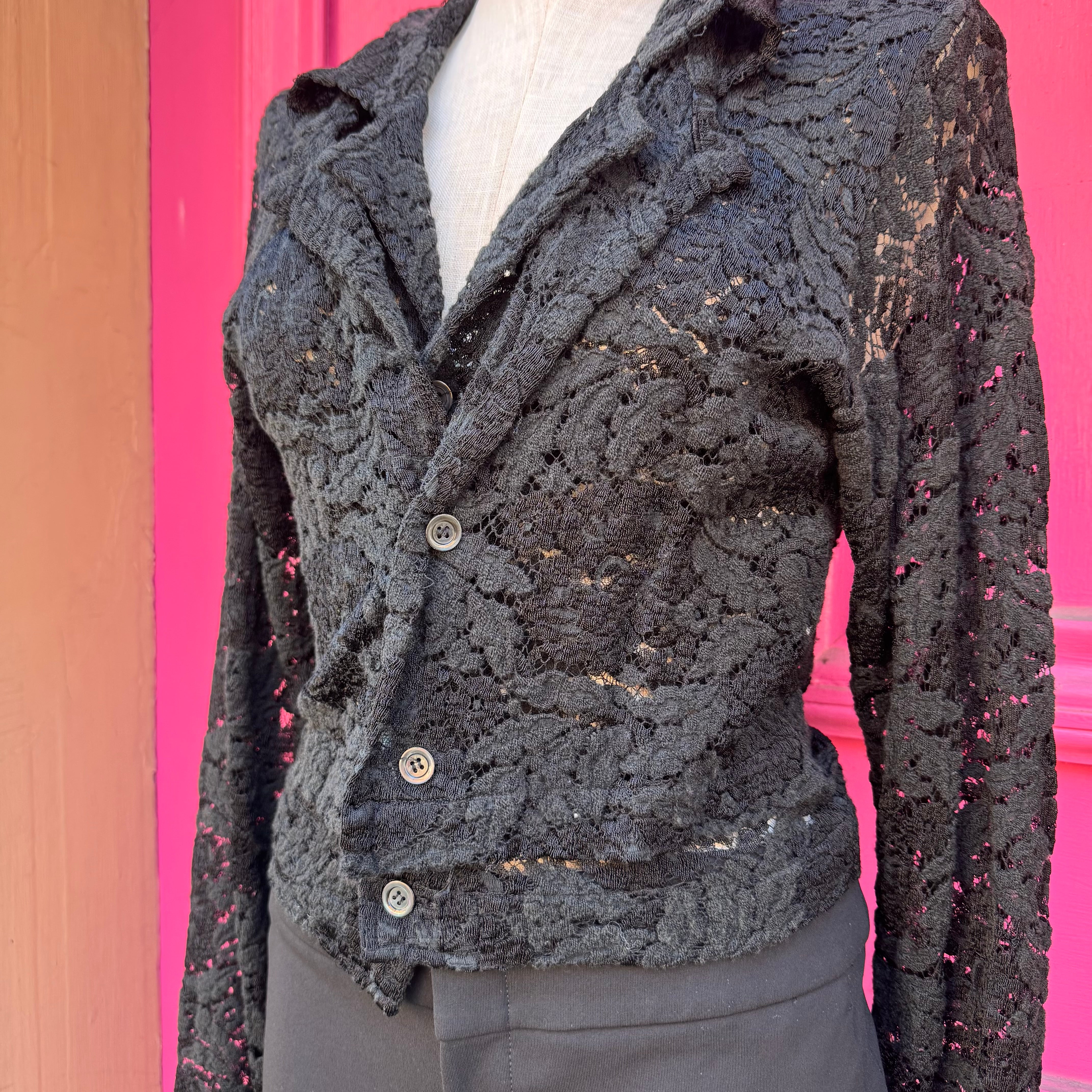 Comme des Garcons black lace cardigan blazer size M