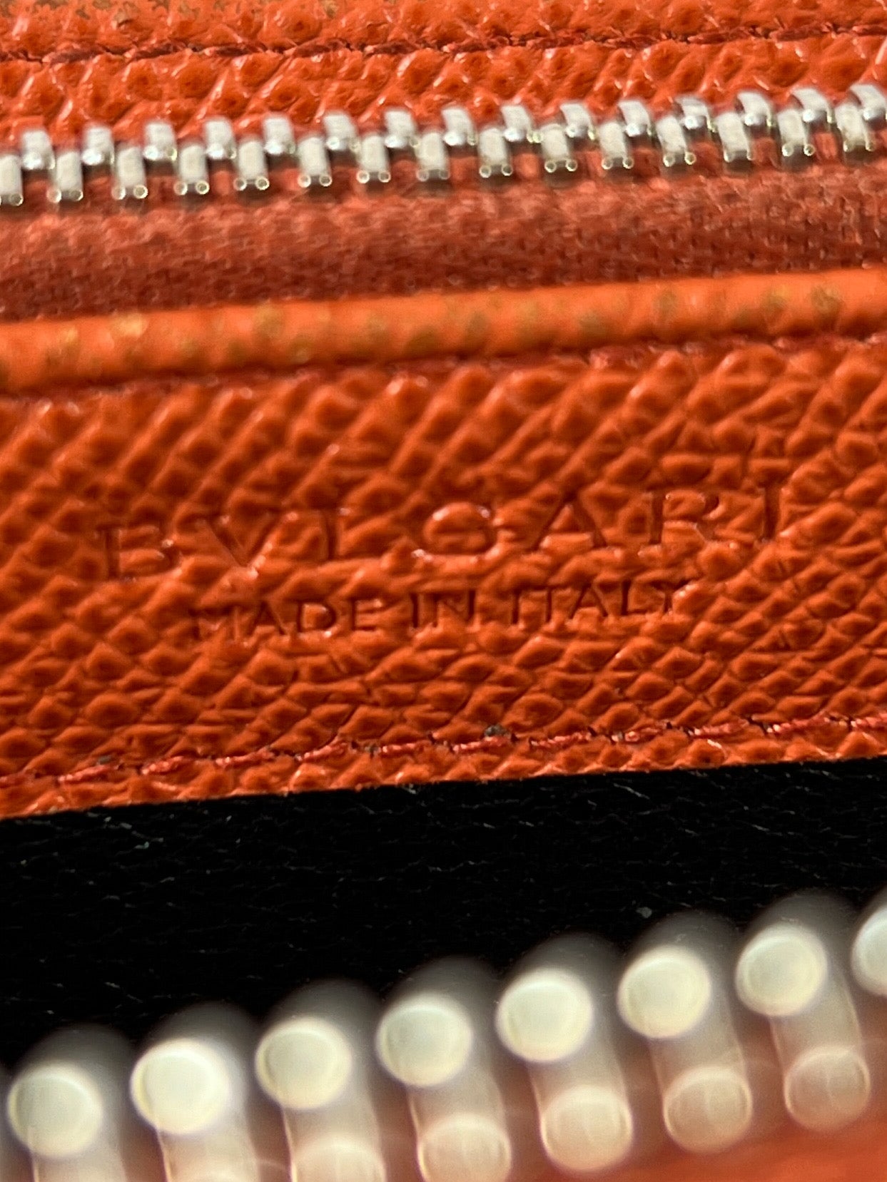BVGALRI orange leather zip around wallet **as is**