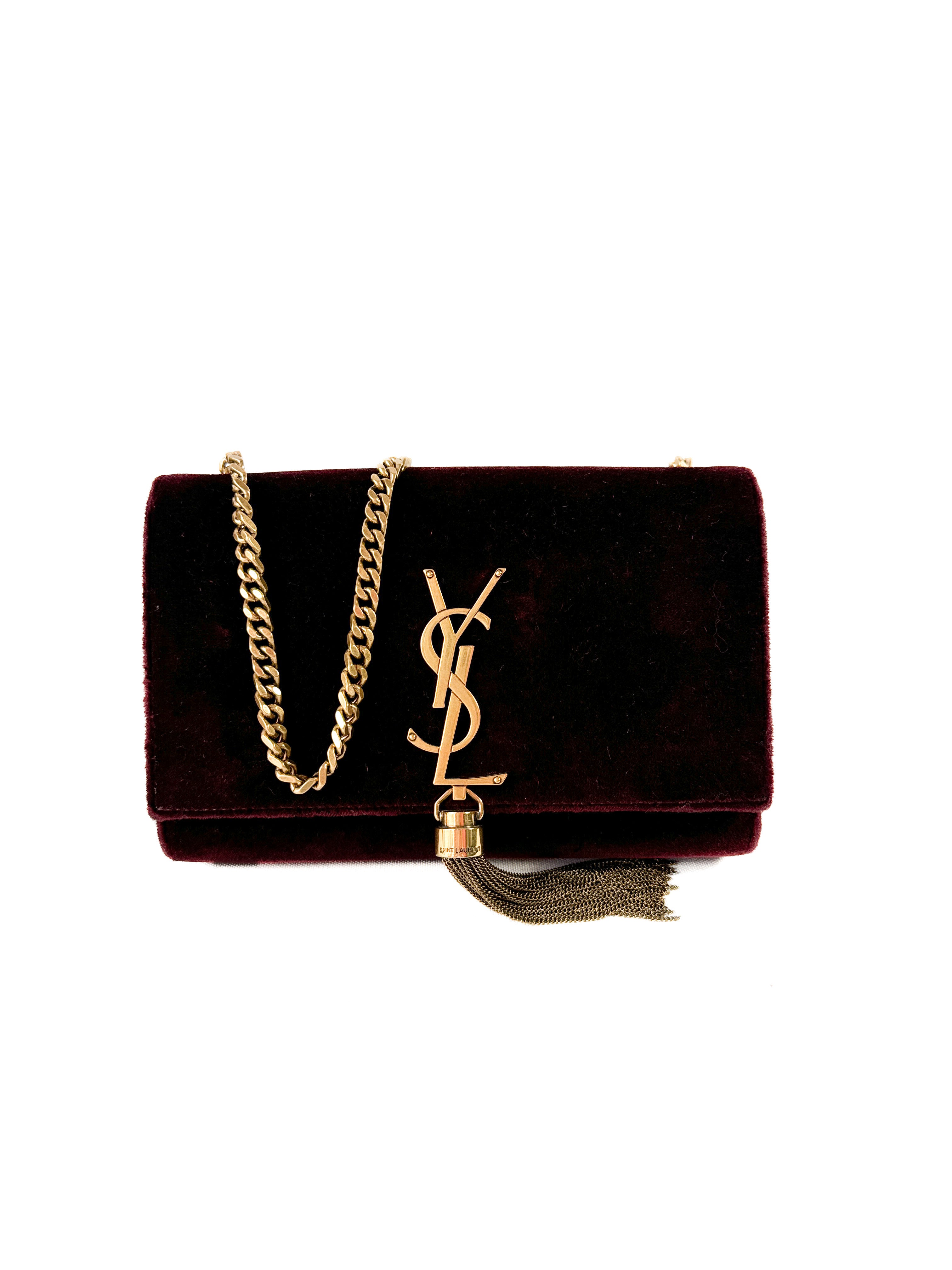 Saint Laurent burgundy velvet Kate bag (BOX) GLT4743661218