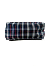 Burberry navy, white, red plaid canvas tote
