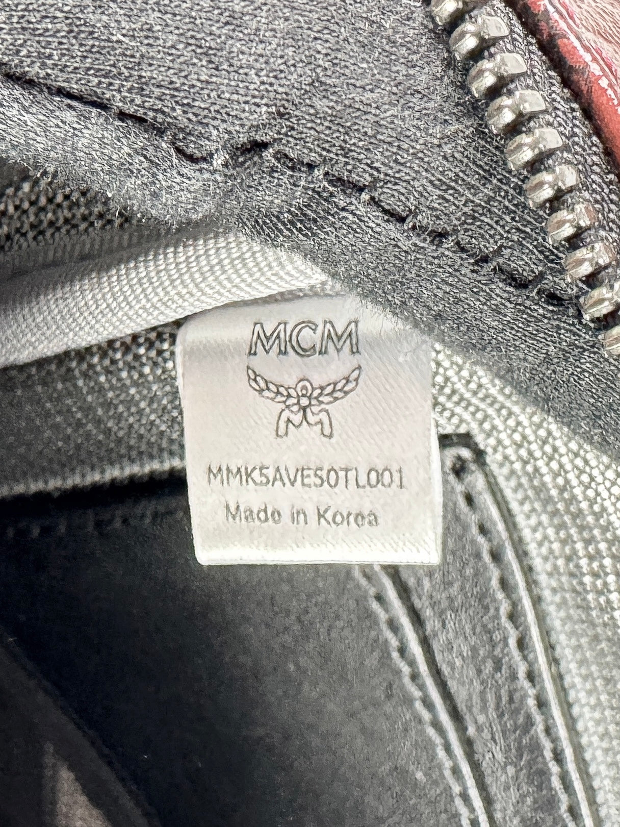 MCM red, black leather Visetos Stark mini backpack