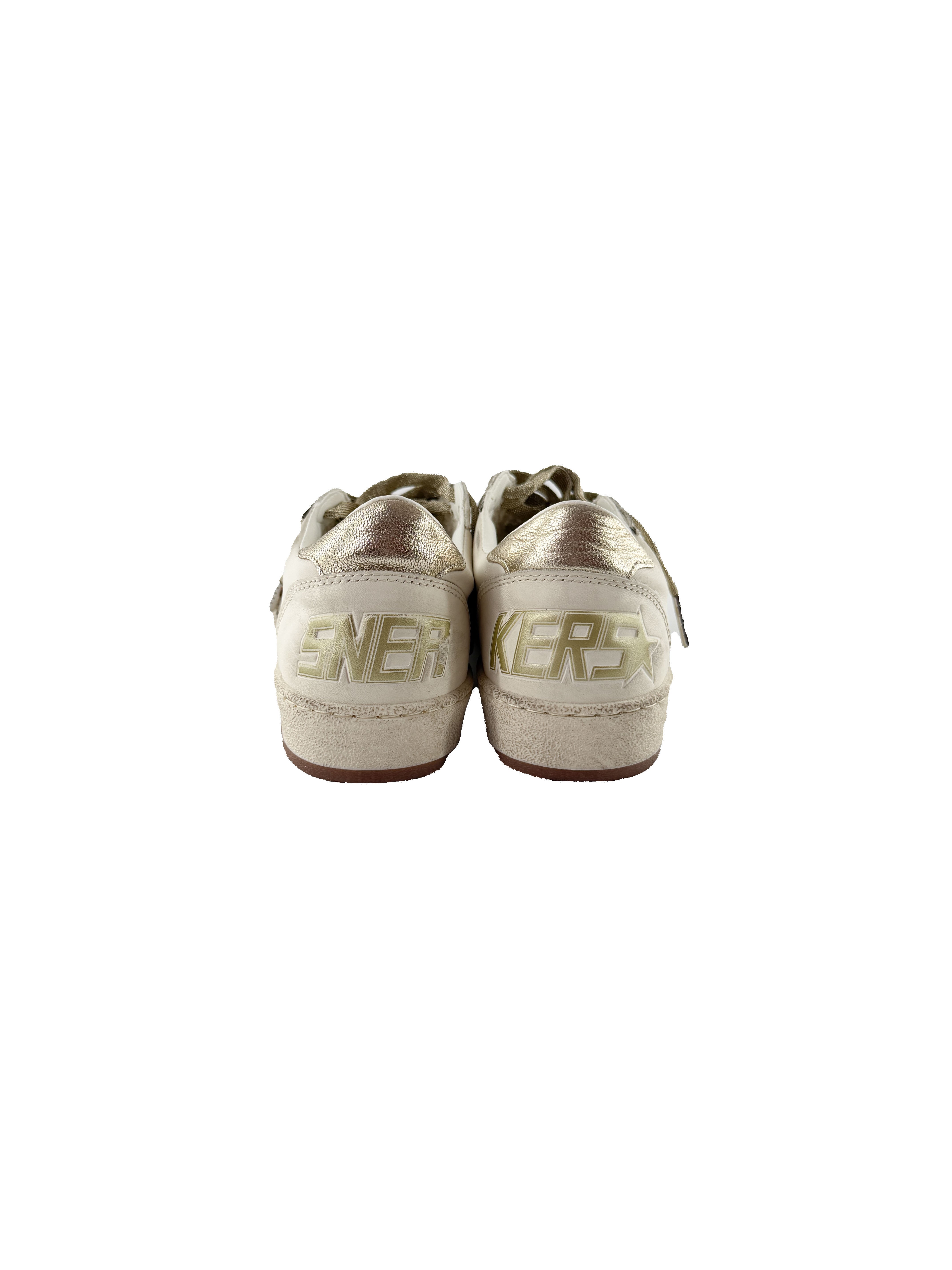 Golden Goose white, bronze Ball Star distressed sneakers size 36 NEW