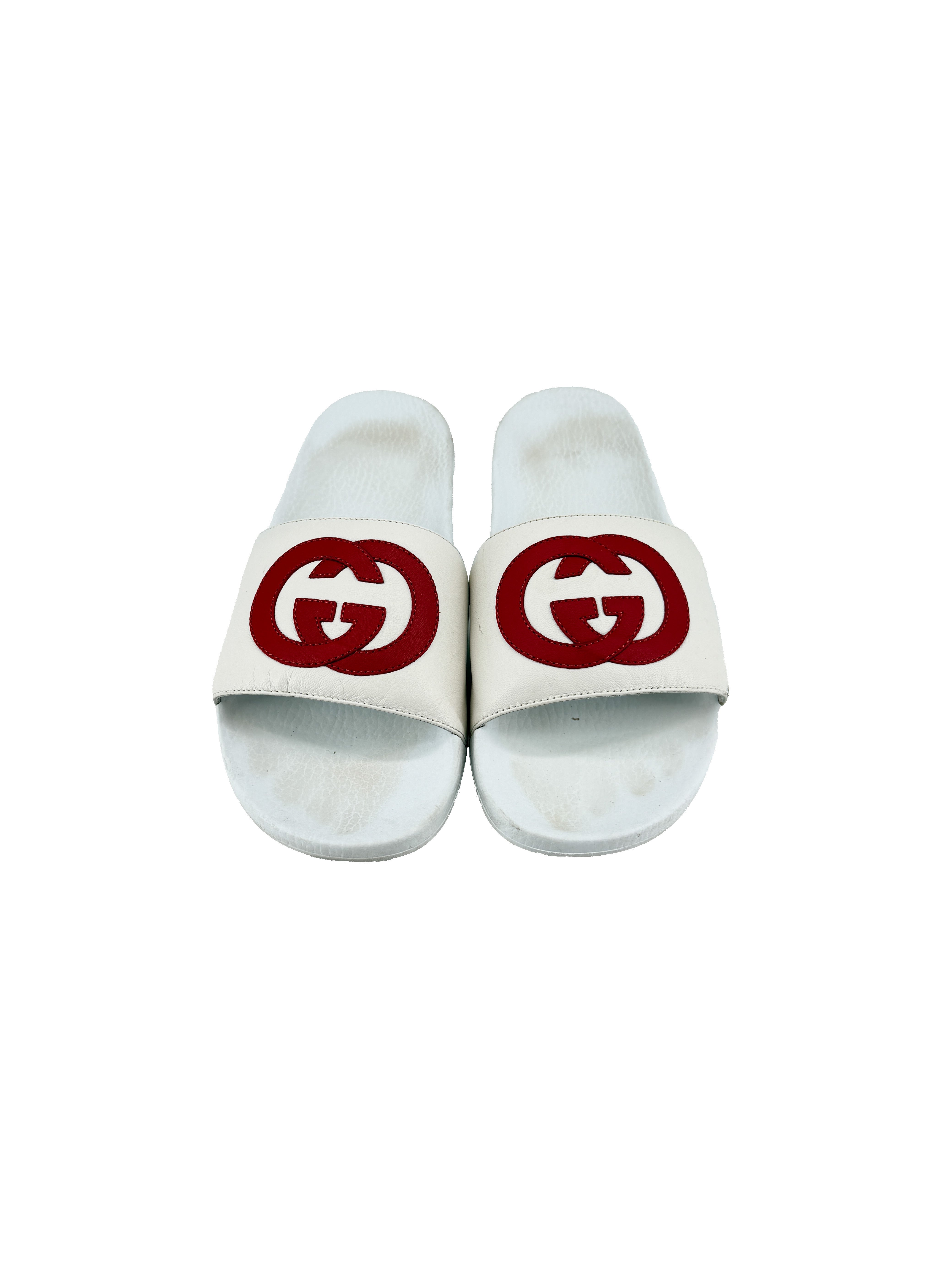 Gucci white red slides size 39 *as is*
