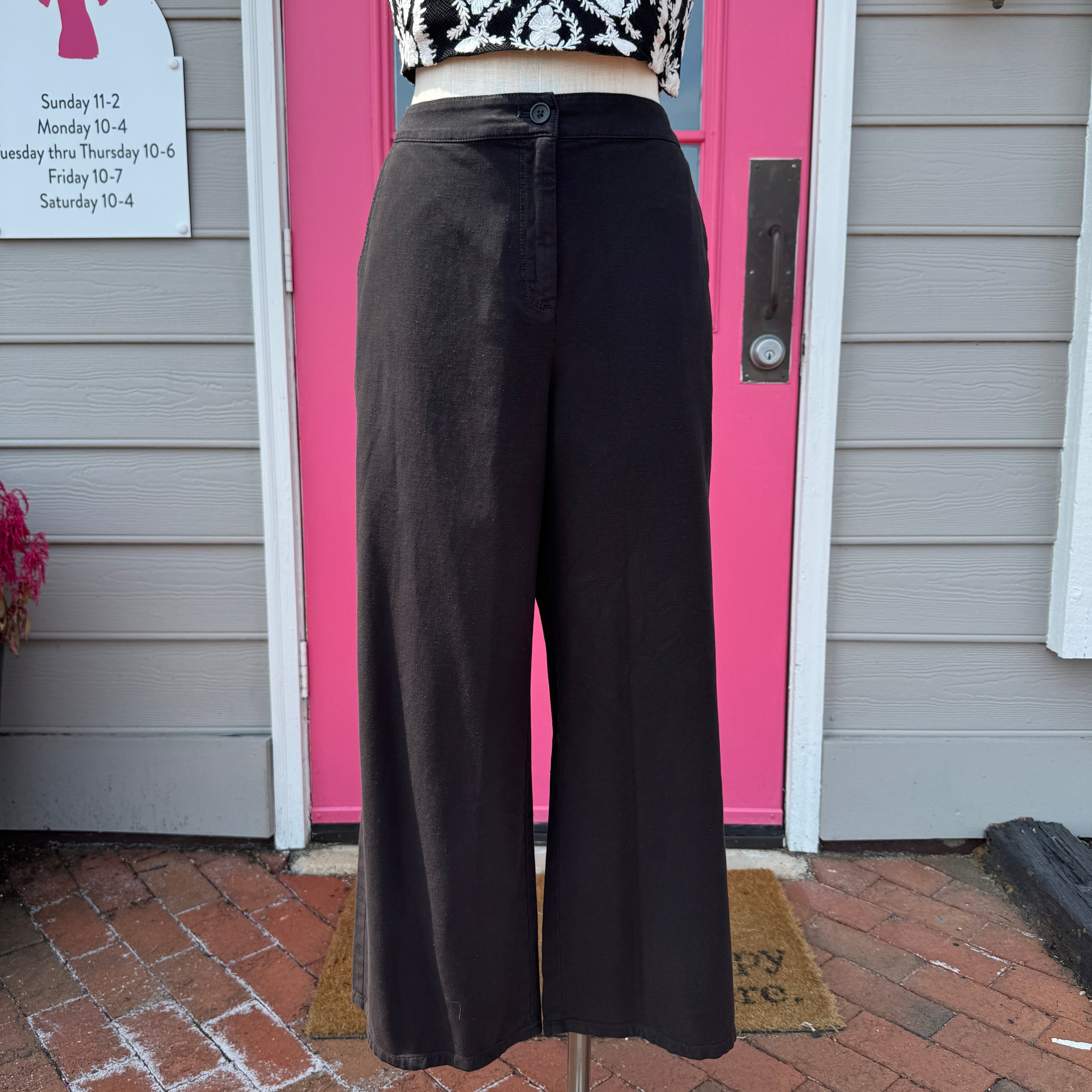Eileen Fisher black wide cropped pants size M NWT