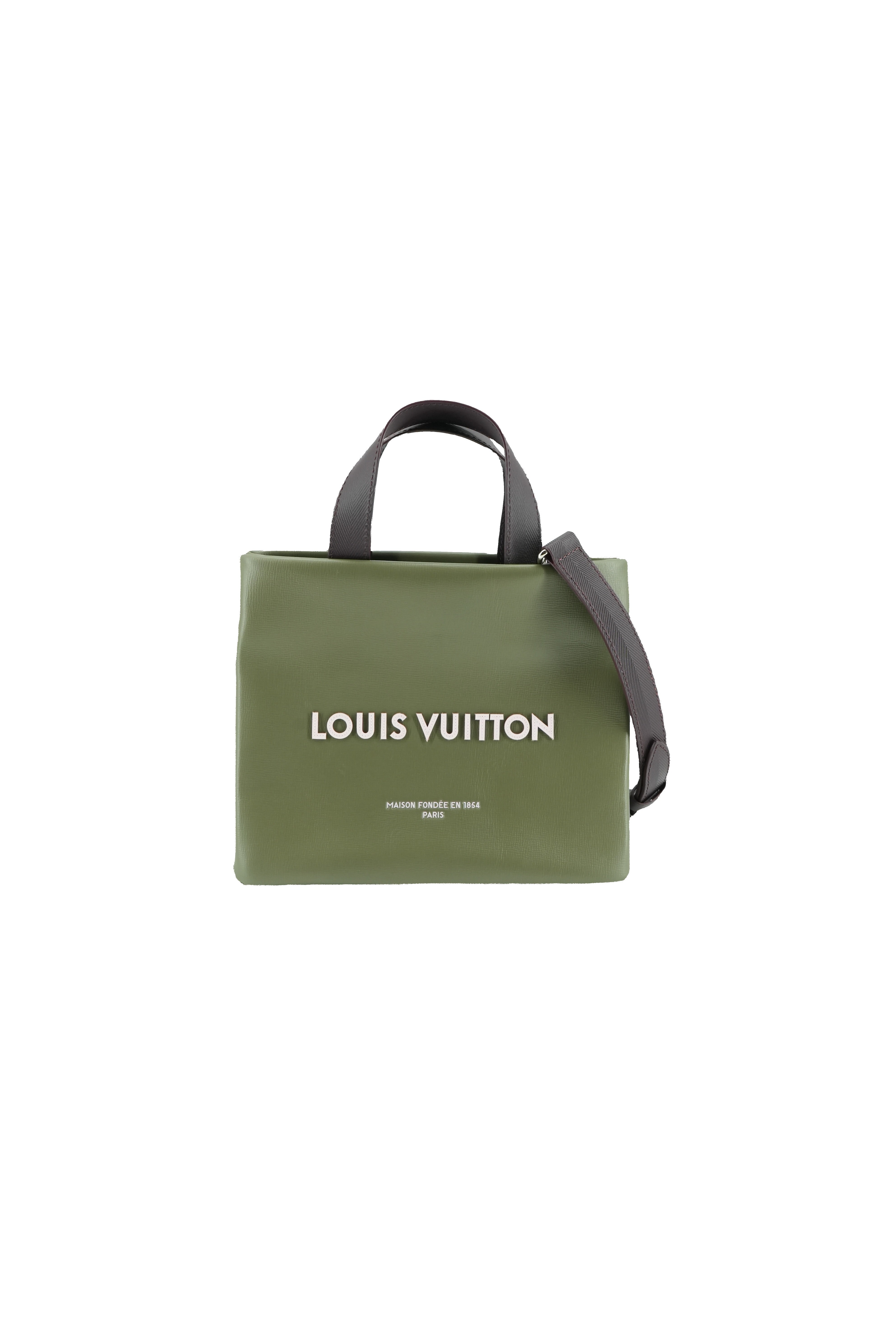 Louis Vuitton Calfskin Mini Shopper Tote Khaki Green NFC