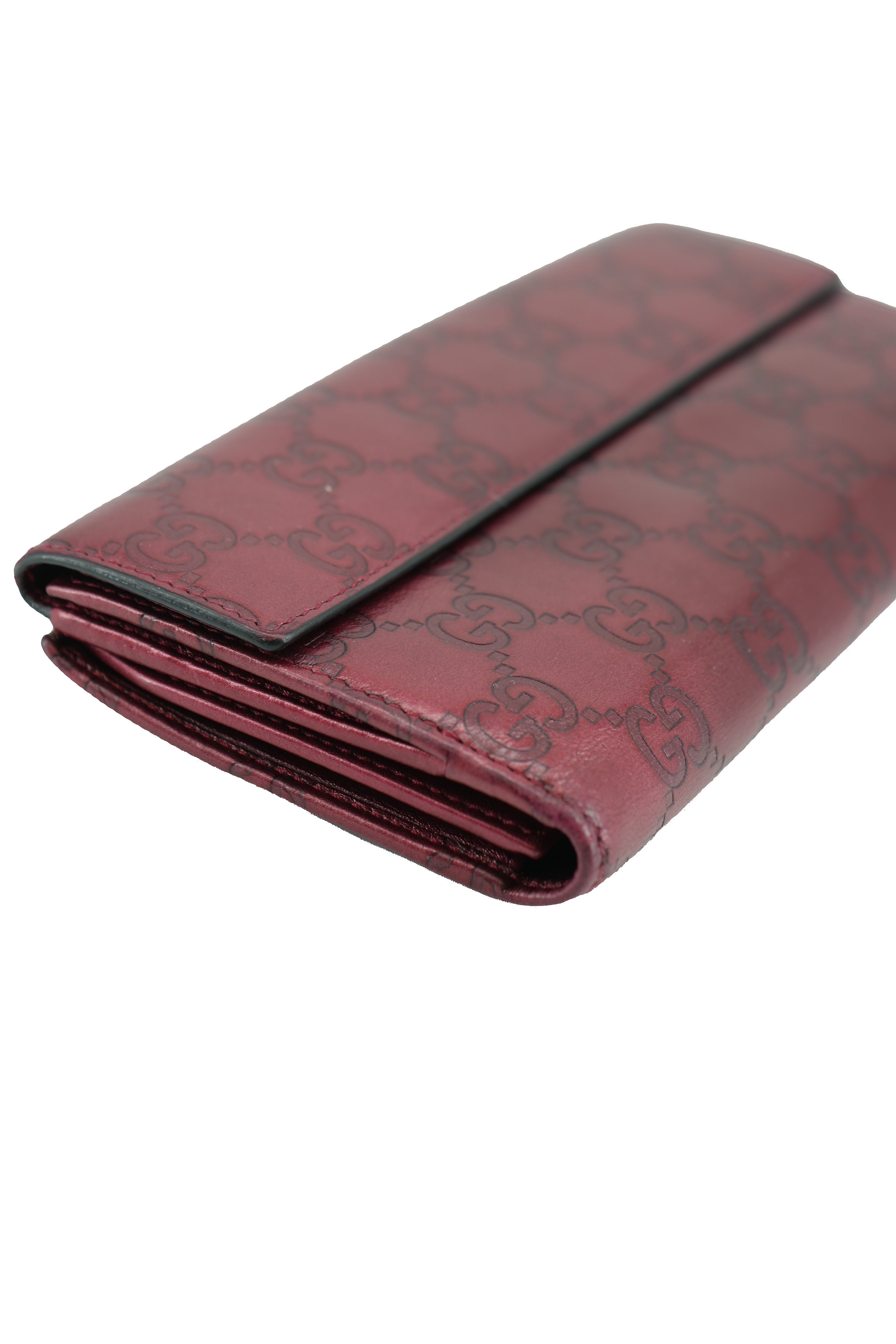 Gucci red leather GG Guccissima heart wallet 208550-0446