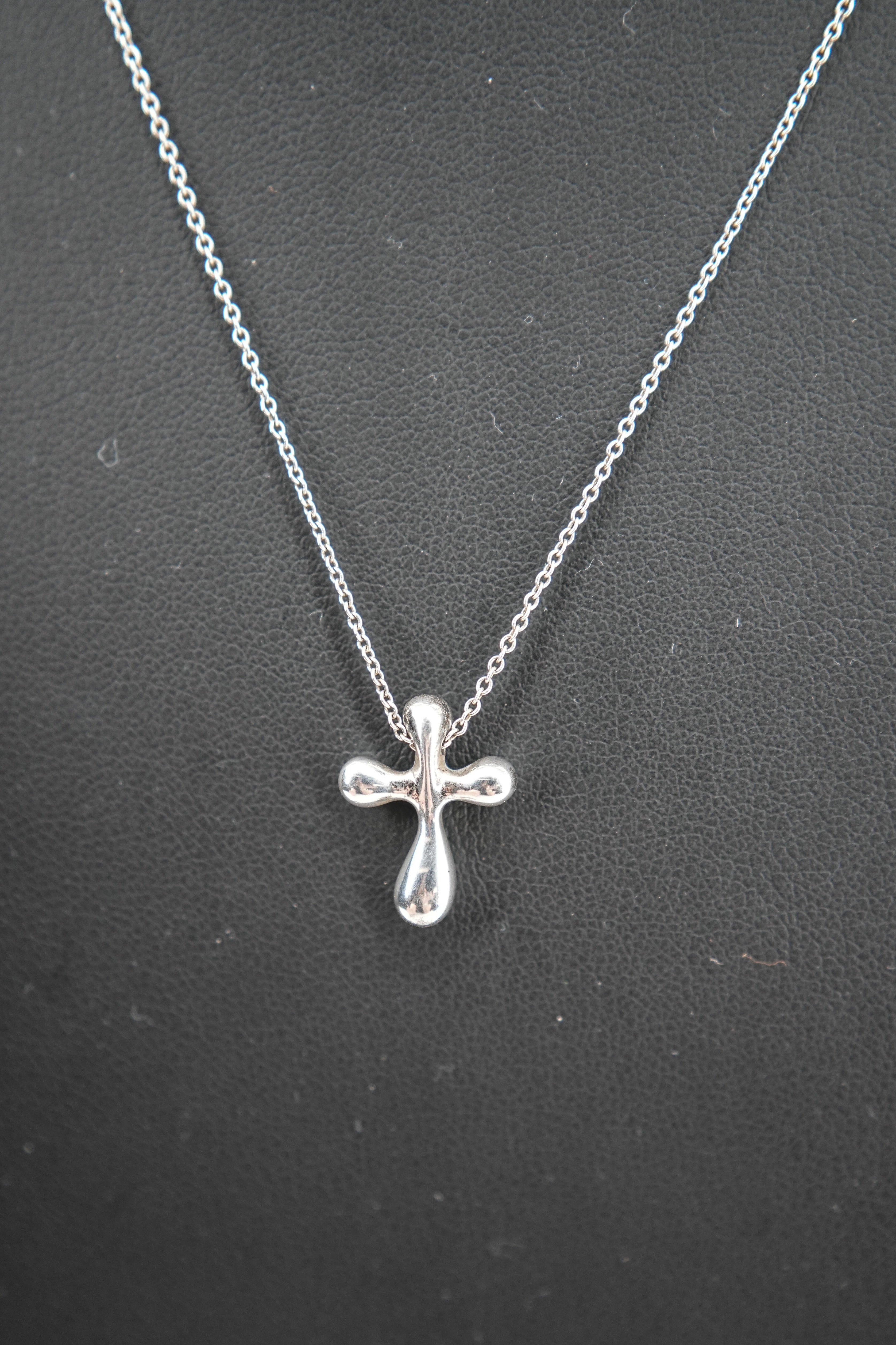 Tiffany & Co Elsa Peretti sterling silver cross necklace
