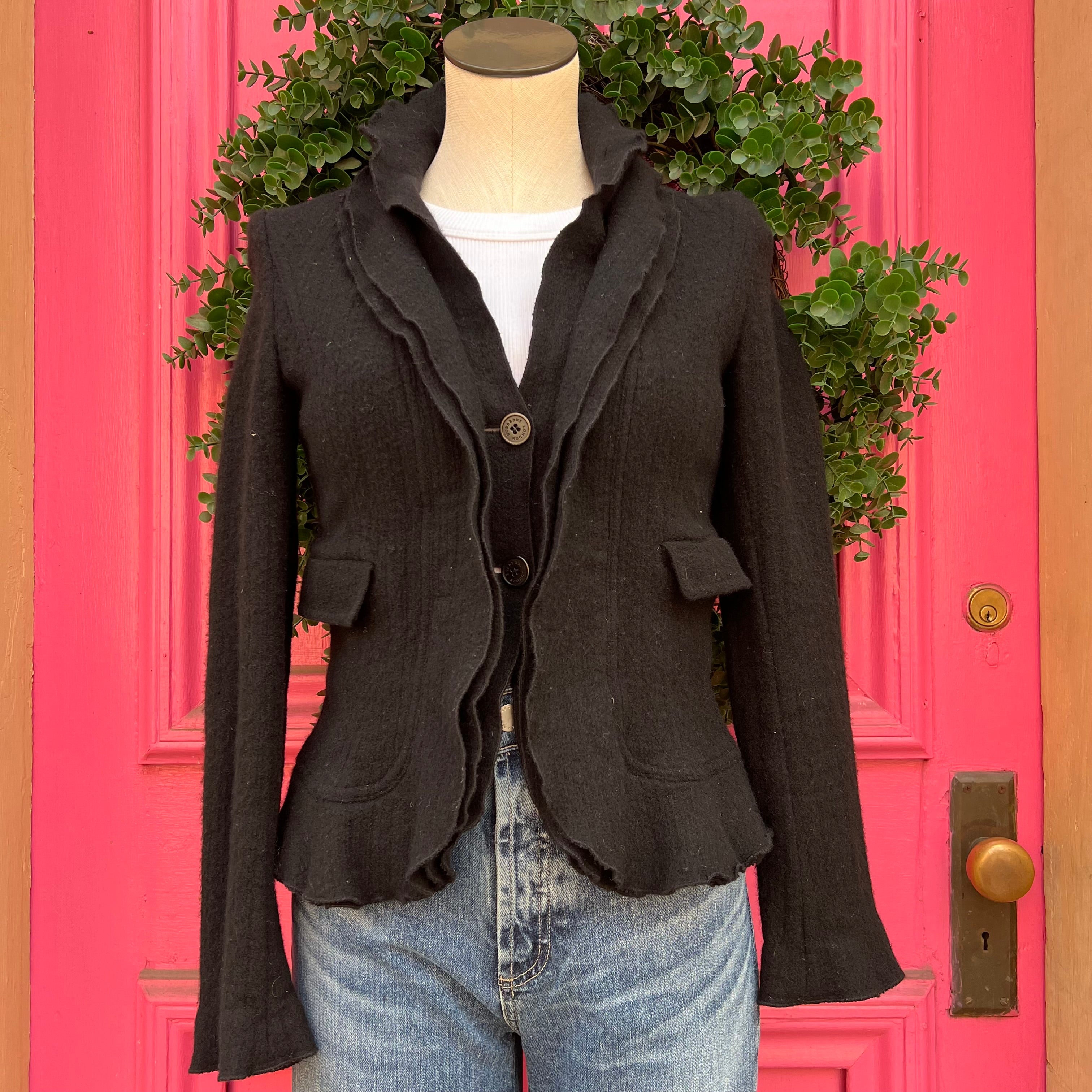 Burberry black wool cardigan size 10 (fits XS/S)