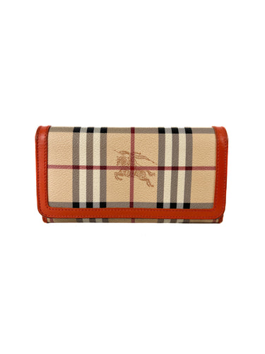 Burberry orange plaid Haymarket check wallet **as is**