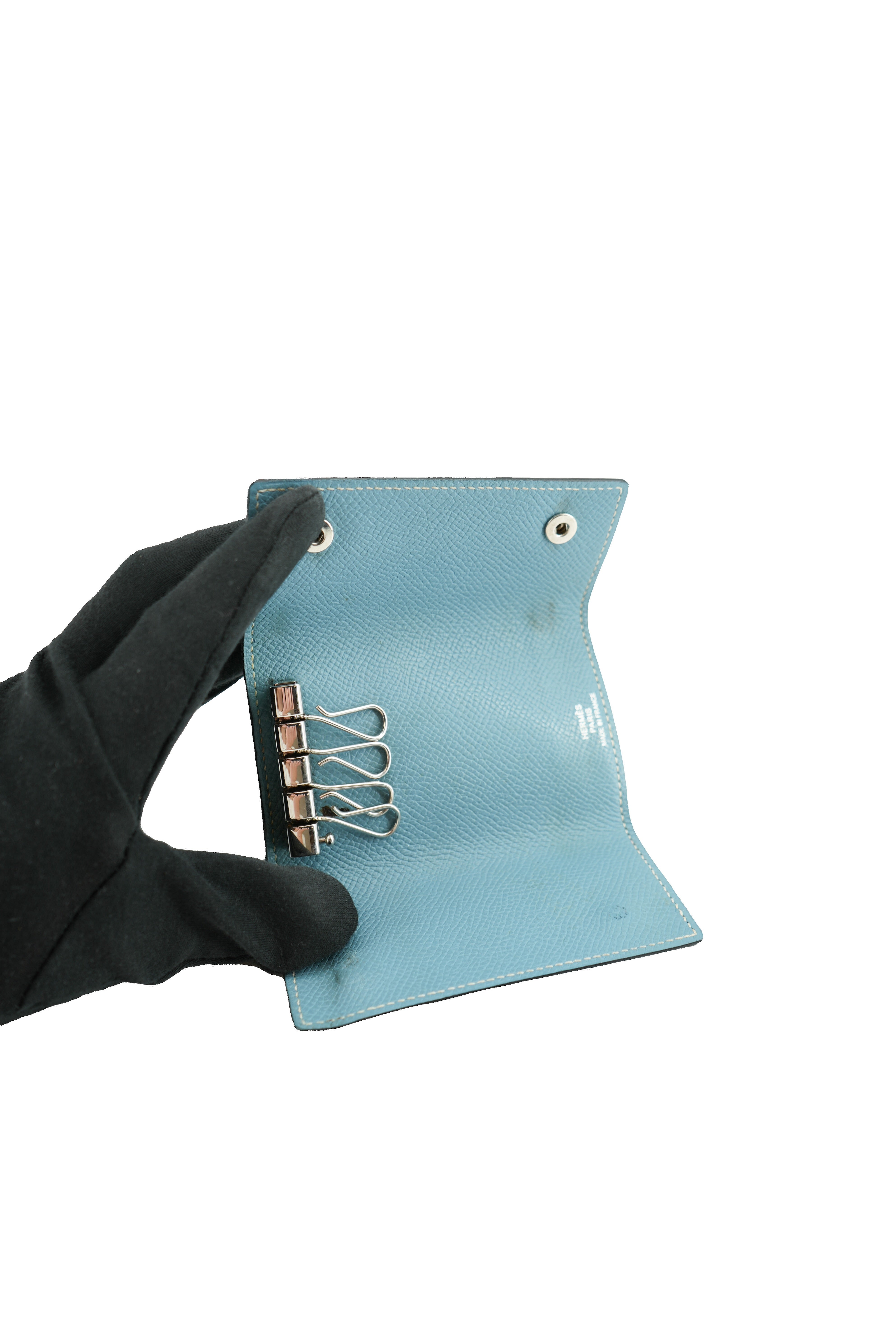 Hermès blue jean 4 key holder square L