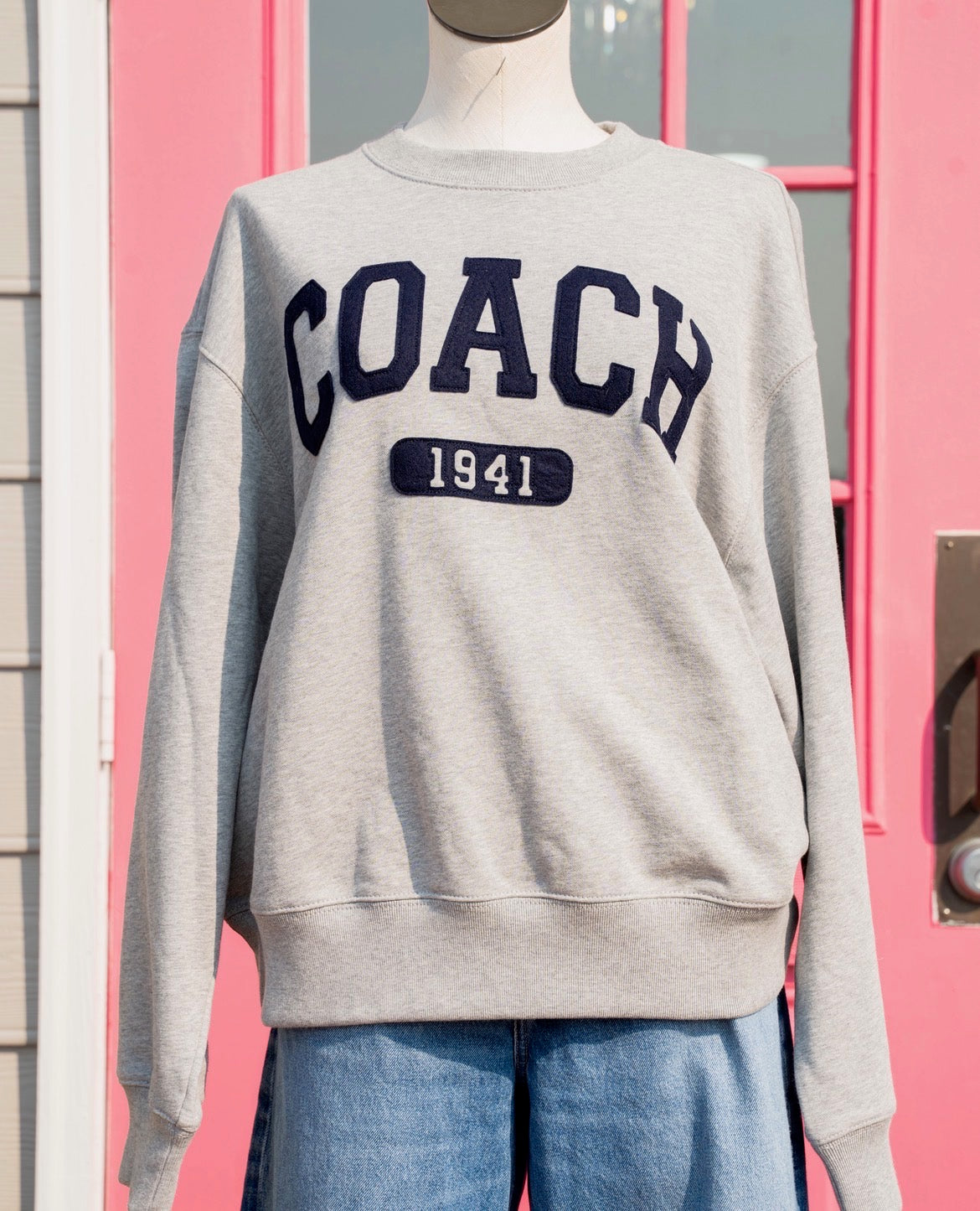 Coach navy gray logo pullover size M