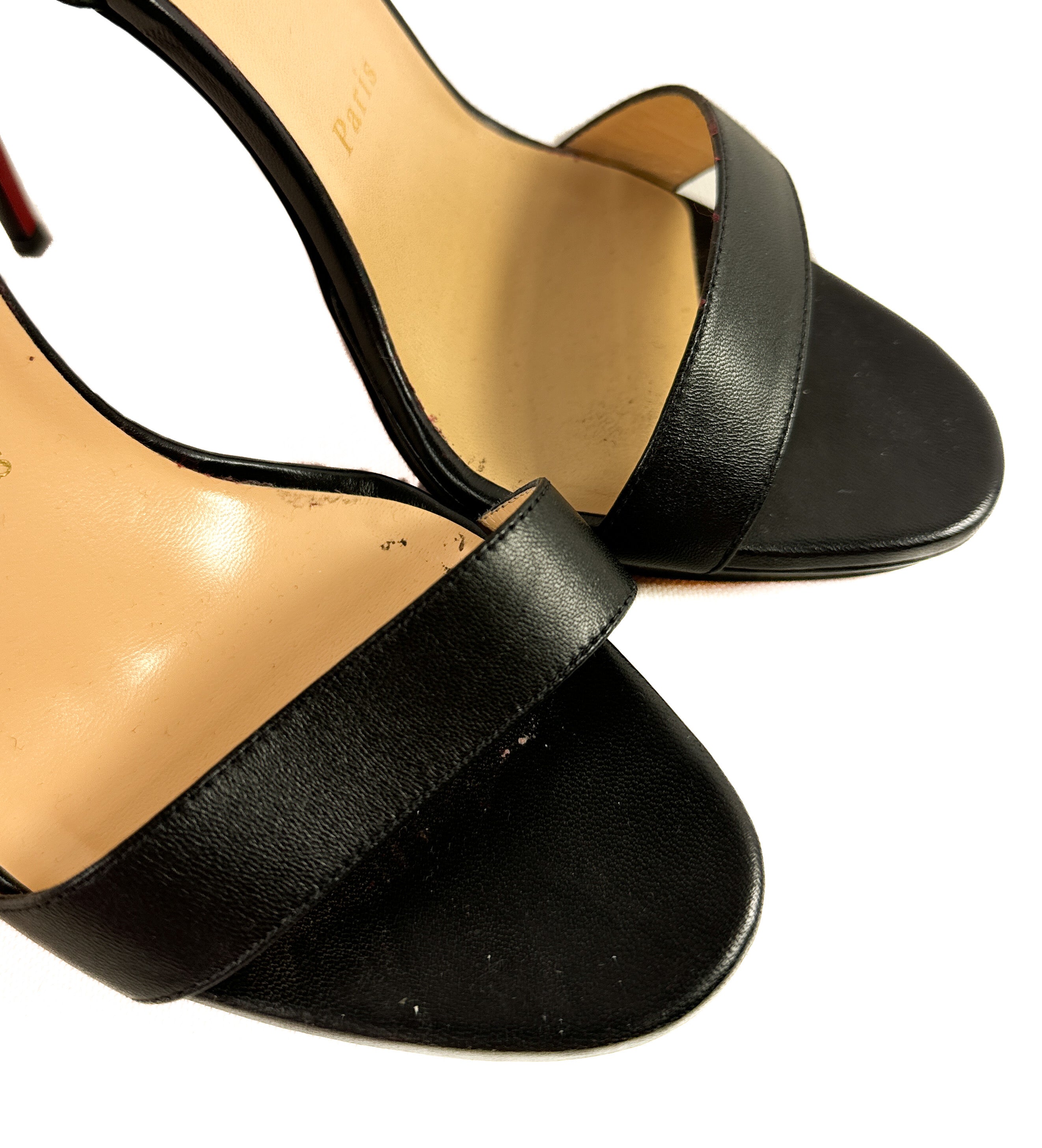 Christian Louboutin black nappa leather Loubi Queen 120 size 39 BOX