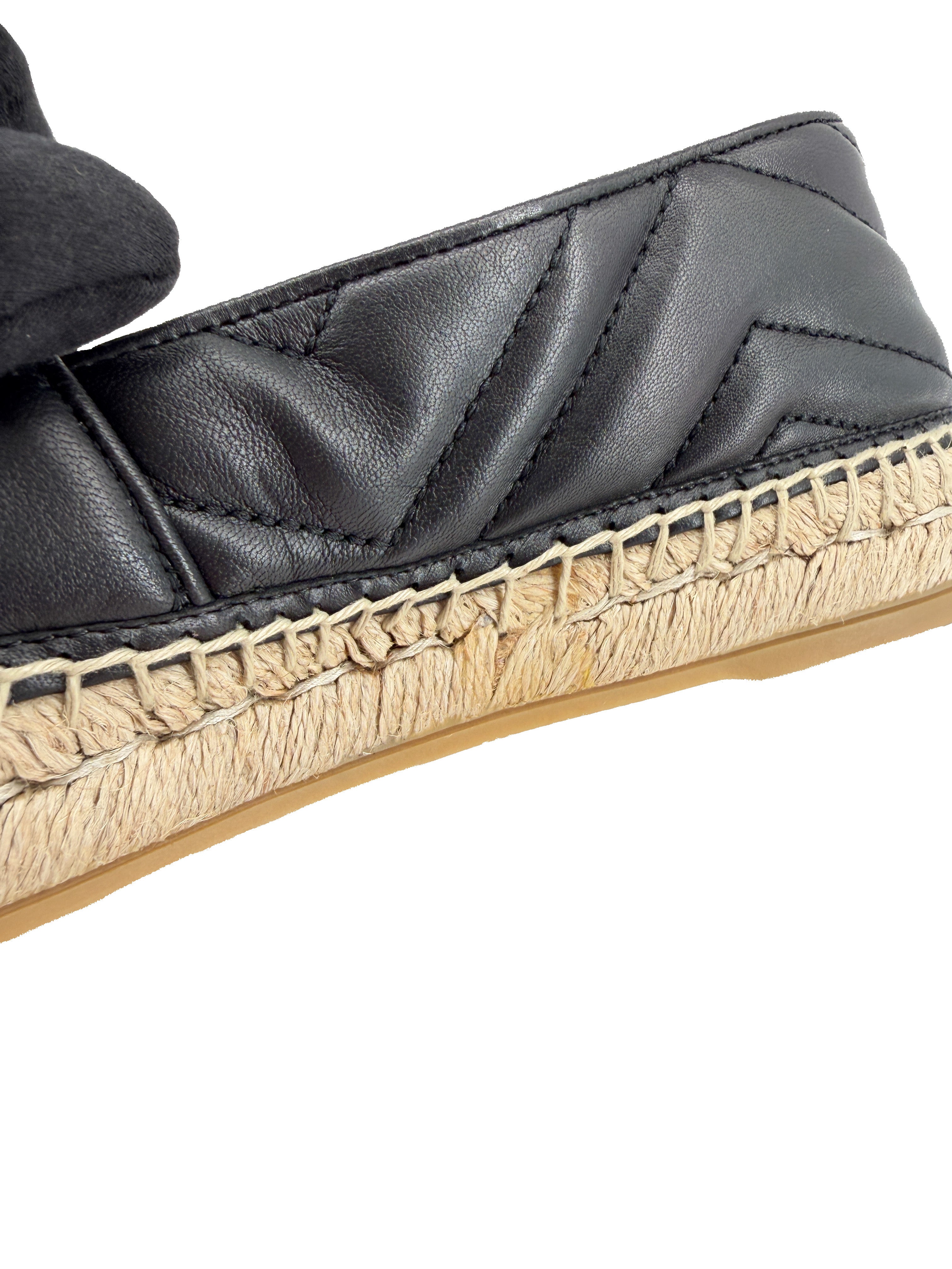 Gucci black leather GG Marmont espadrilles size 37 NEW BOX