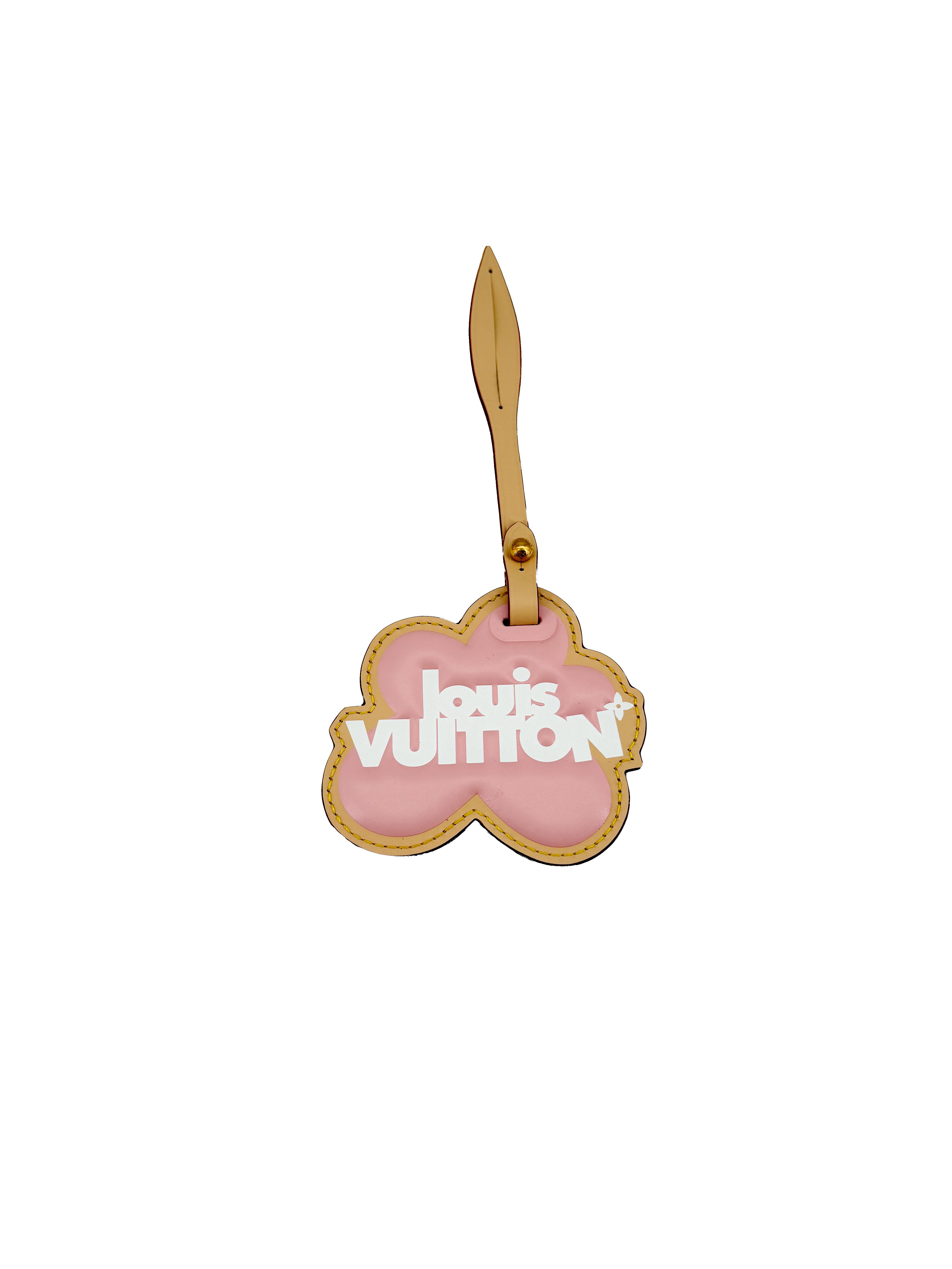 Louis Vuitton pink brown damier golf leather bag charm