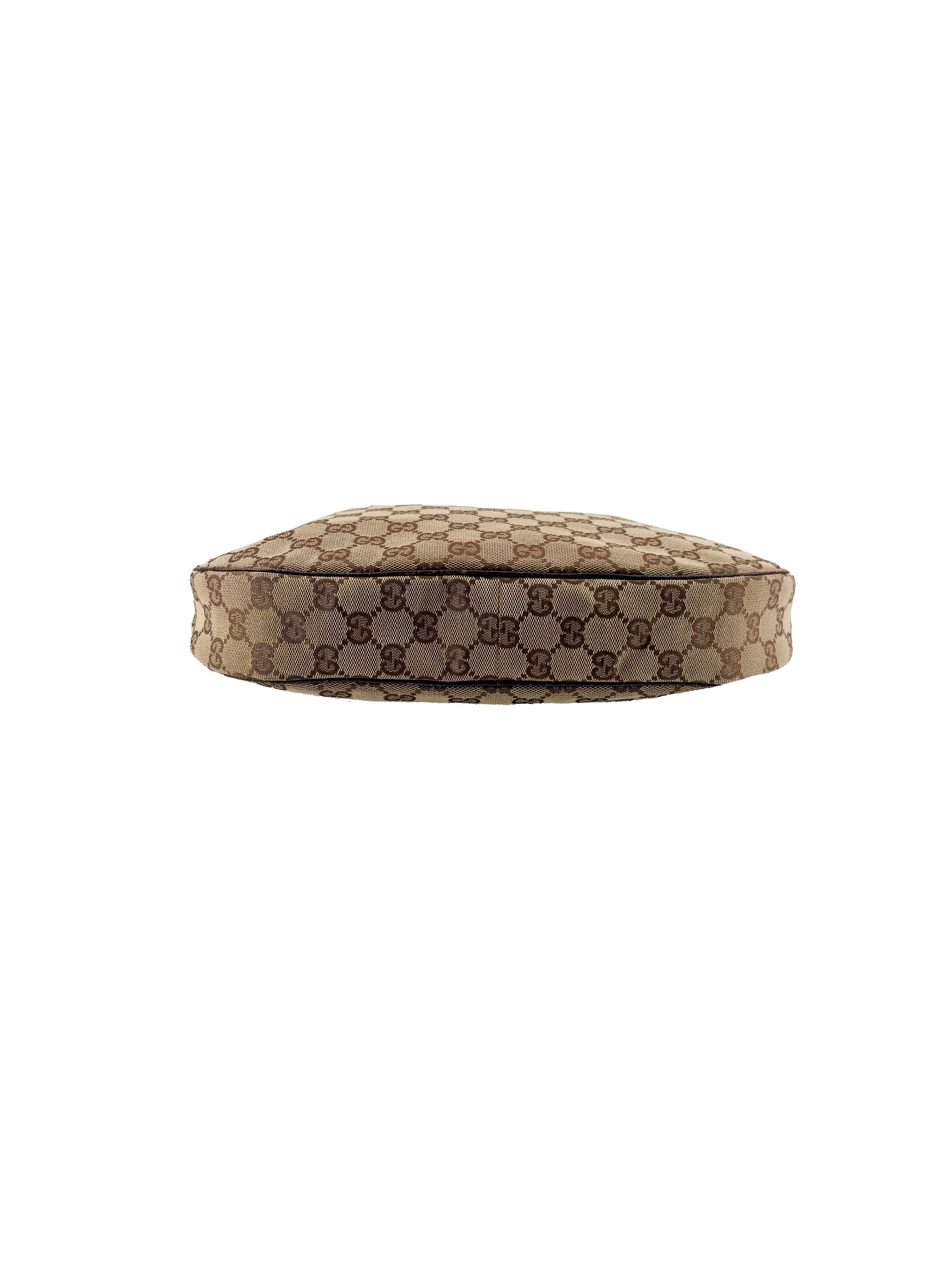 Gucci brown GG half moon canvas shoulder bag 122790001998