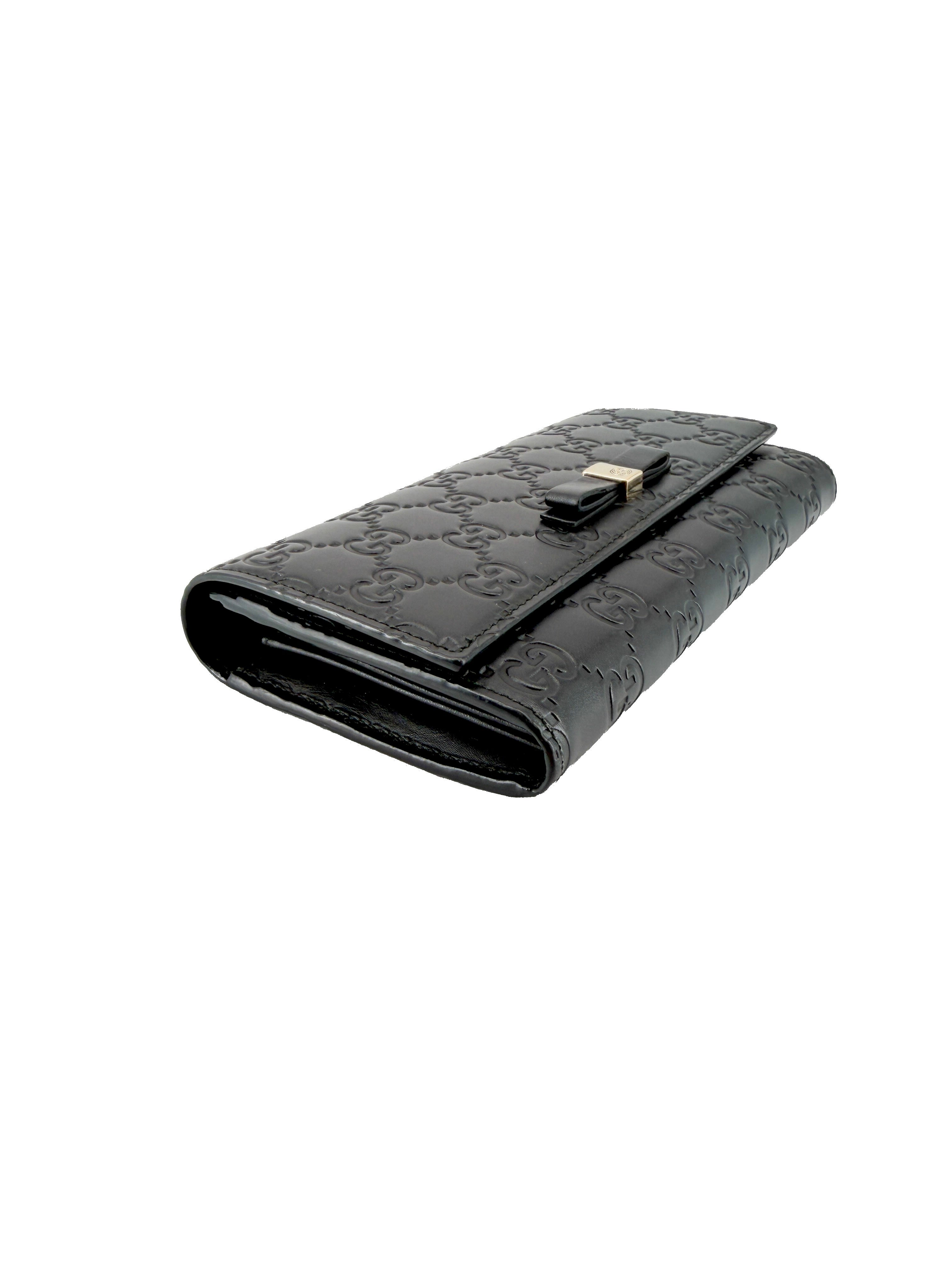 Gucci black Guccissima bow wallet 388679-2149