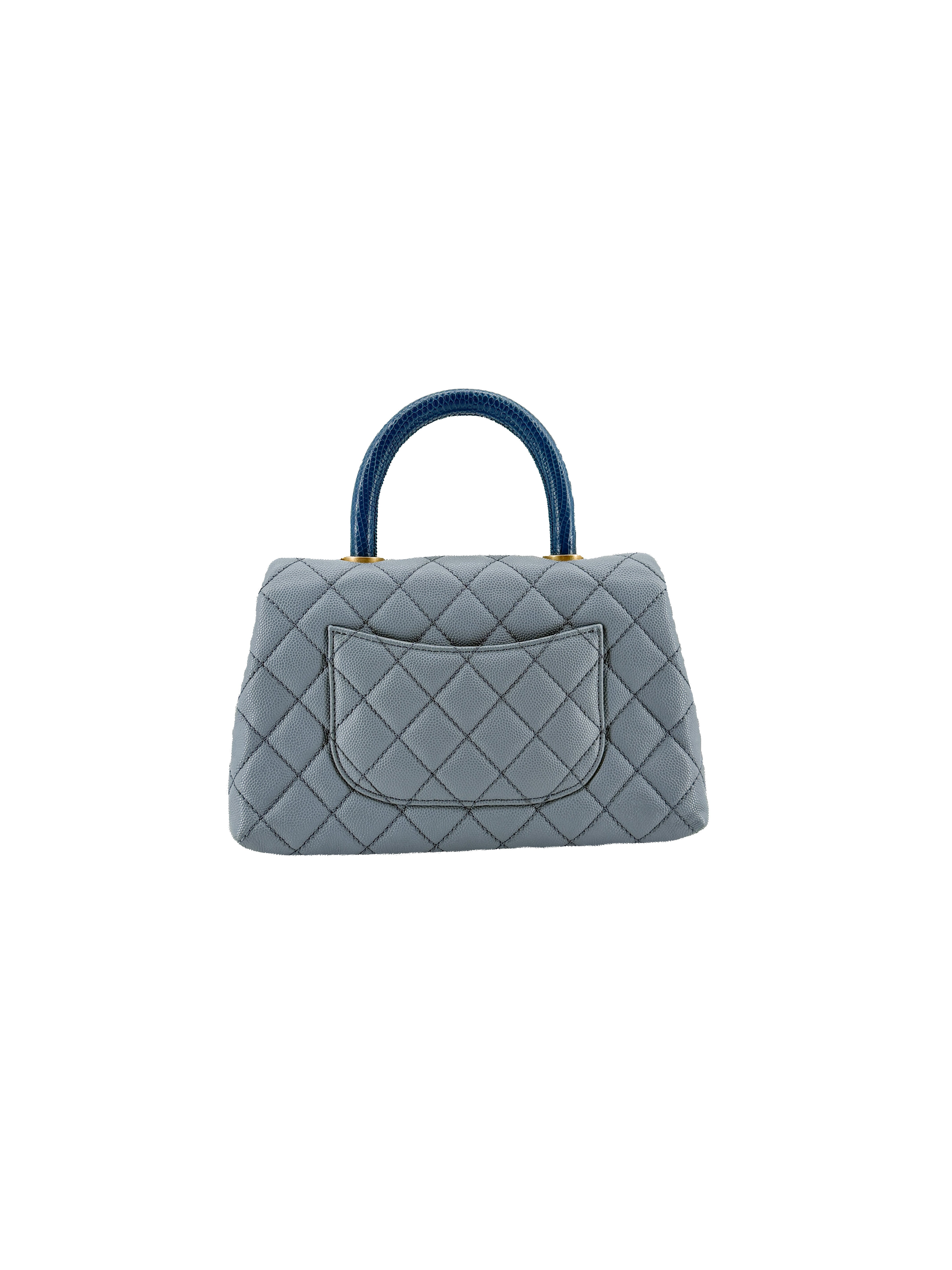 Chanel blue small Coco handle with lizard 27531214